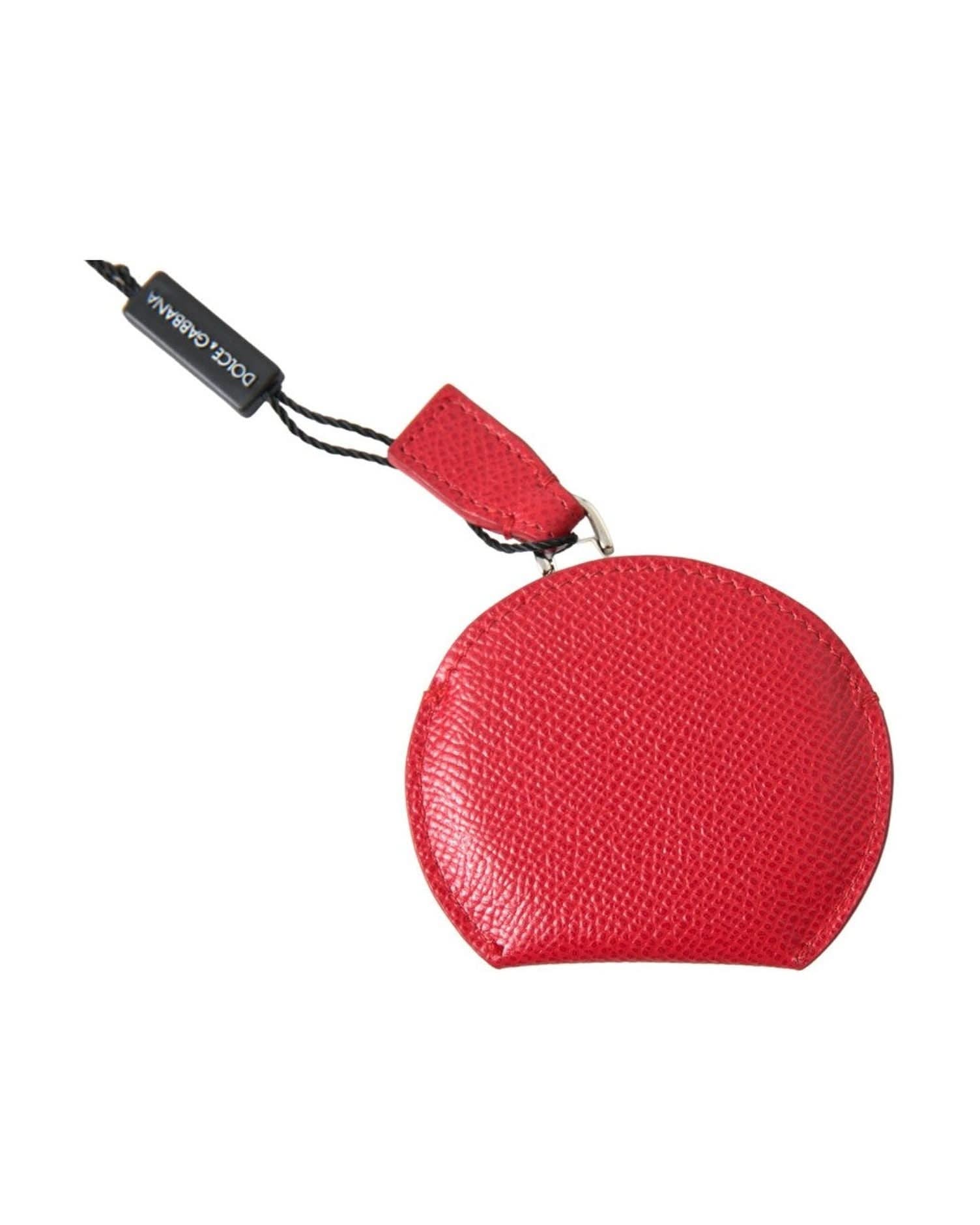 Dolce & Gabbana Red Elegant Leather Mirror Holder Face Mirrors