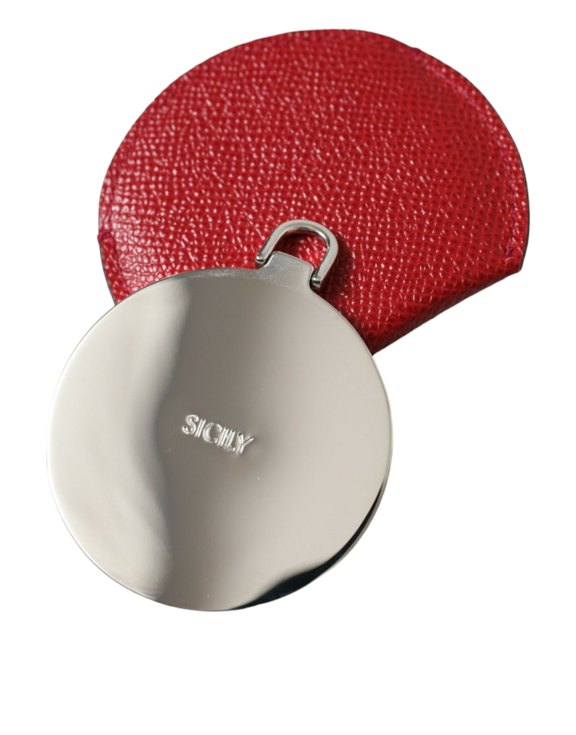 Dolce & Gabbana Elegant Leather Mirror Red Holder Glam Steals