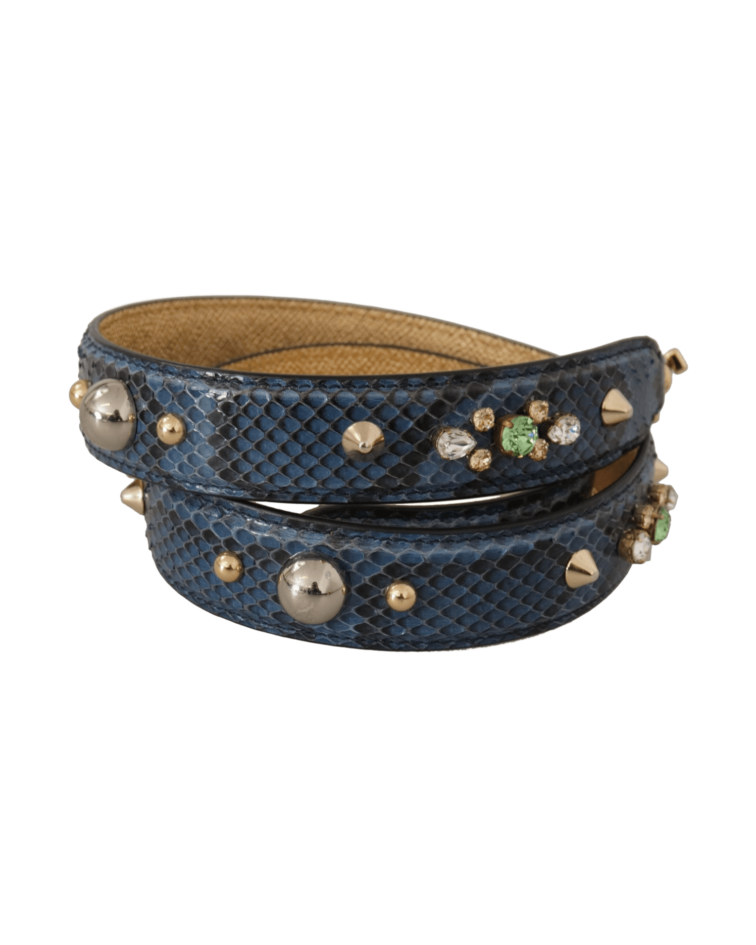 Dolce & Gabbana Elegant Leather Shoulder Beige Blue Print Bag Strap Glam Steals