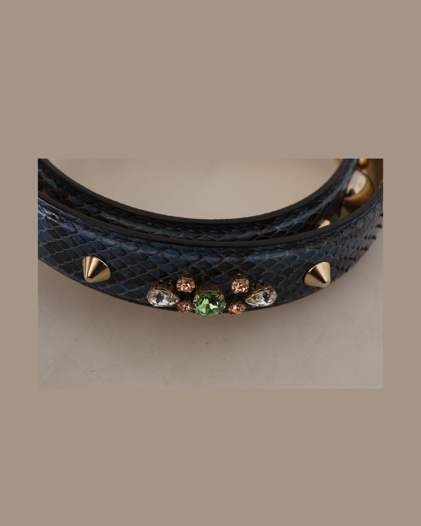 Dolce & Gabbana Elegant Leather Shoulder Beige Blue Print Bag Strap Glam Steals