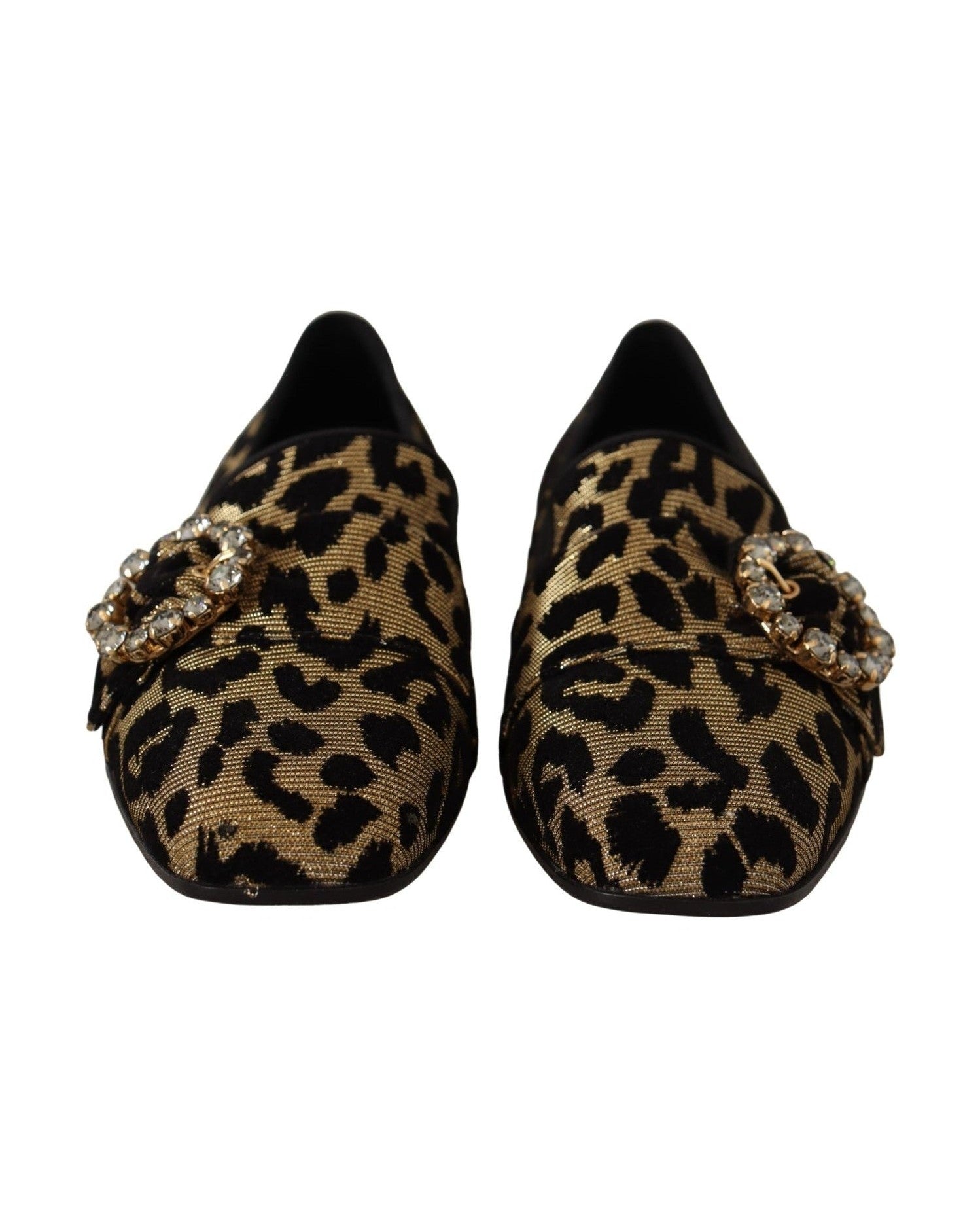 Dolce & Gabbana Elegant Leopard Crystal Gem Loafers Glam Steals