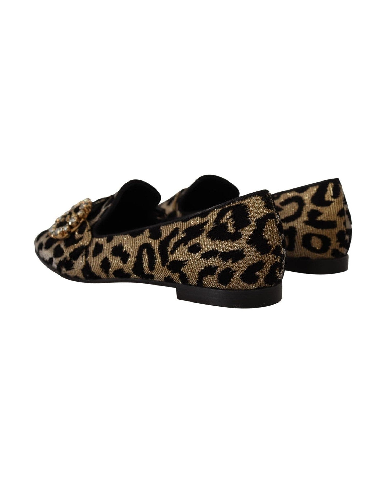 Dolce & Gabbana Elegant Leopard Crystal Gem Loafers Glam Steals
