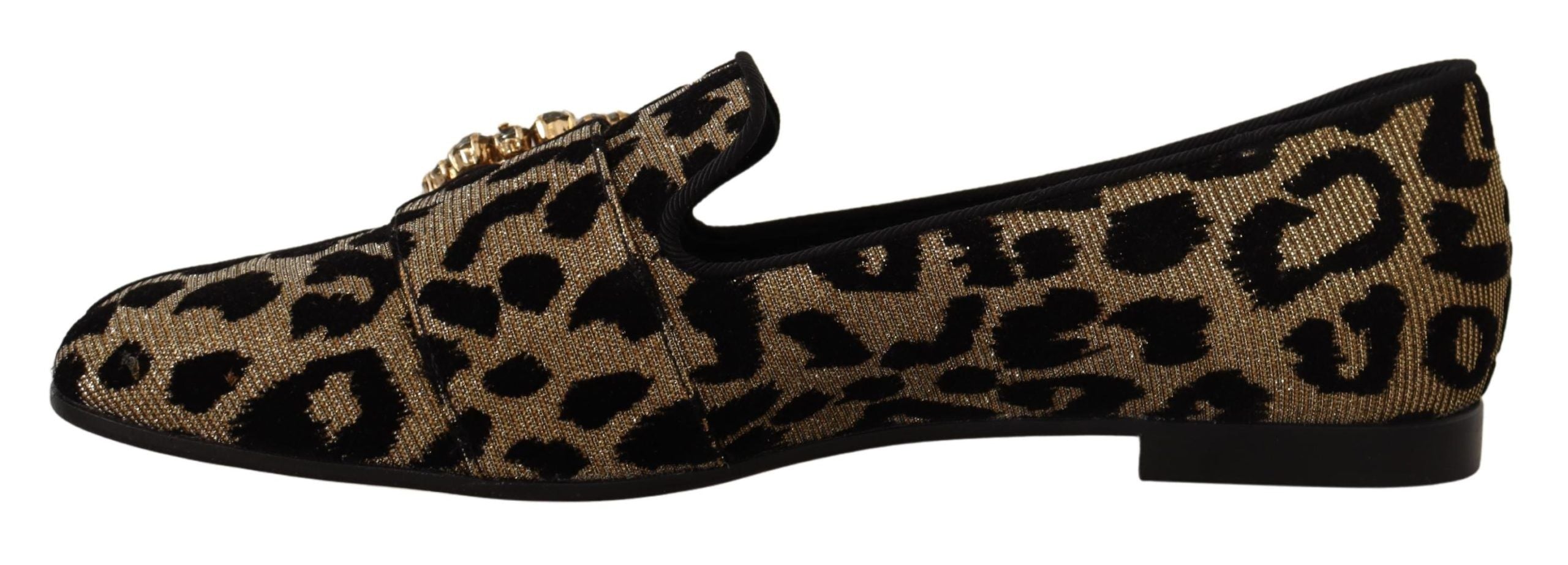 Dolce & Gabbana Elegant Leopard Crystal Gem Loafers Glam Steals