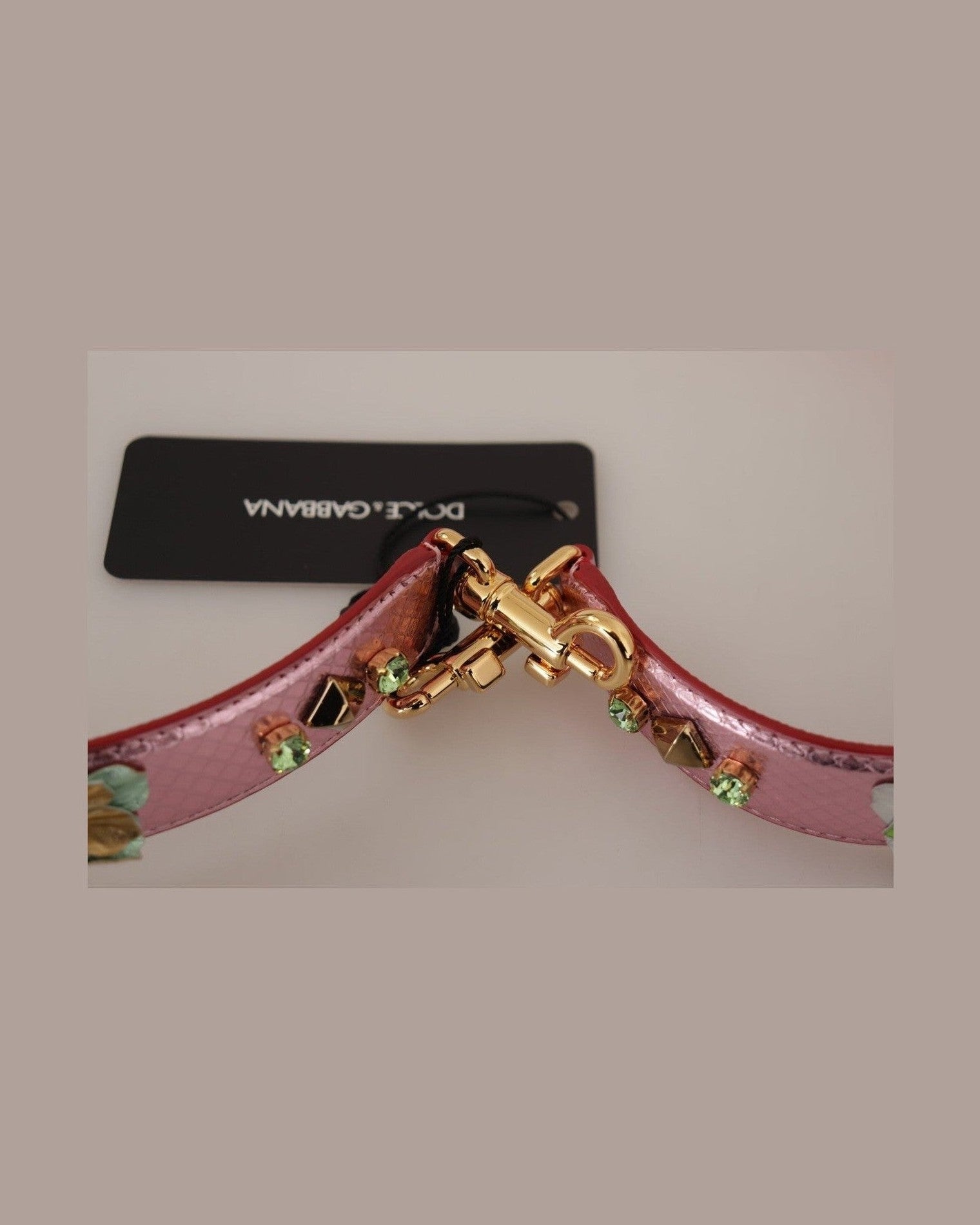 Dolce & Gabbana Elegant Metallic Leather Shoulder Pink Strap Glam Steals