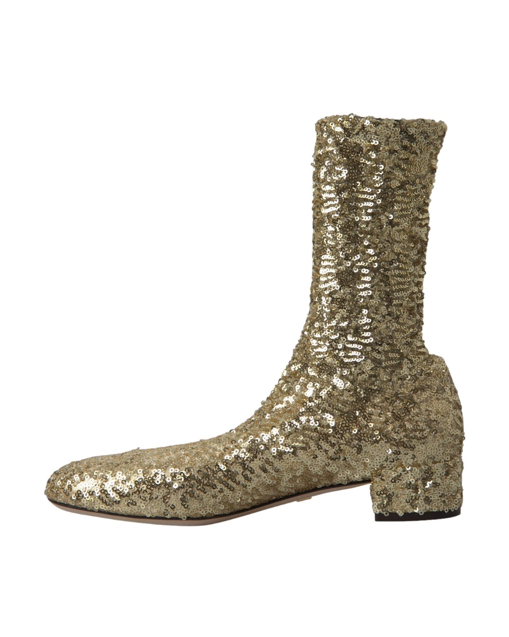 Dolce & Gabbana Elegant Mid Calf Boots Exclusive Gold Design Glam Steals