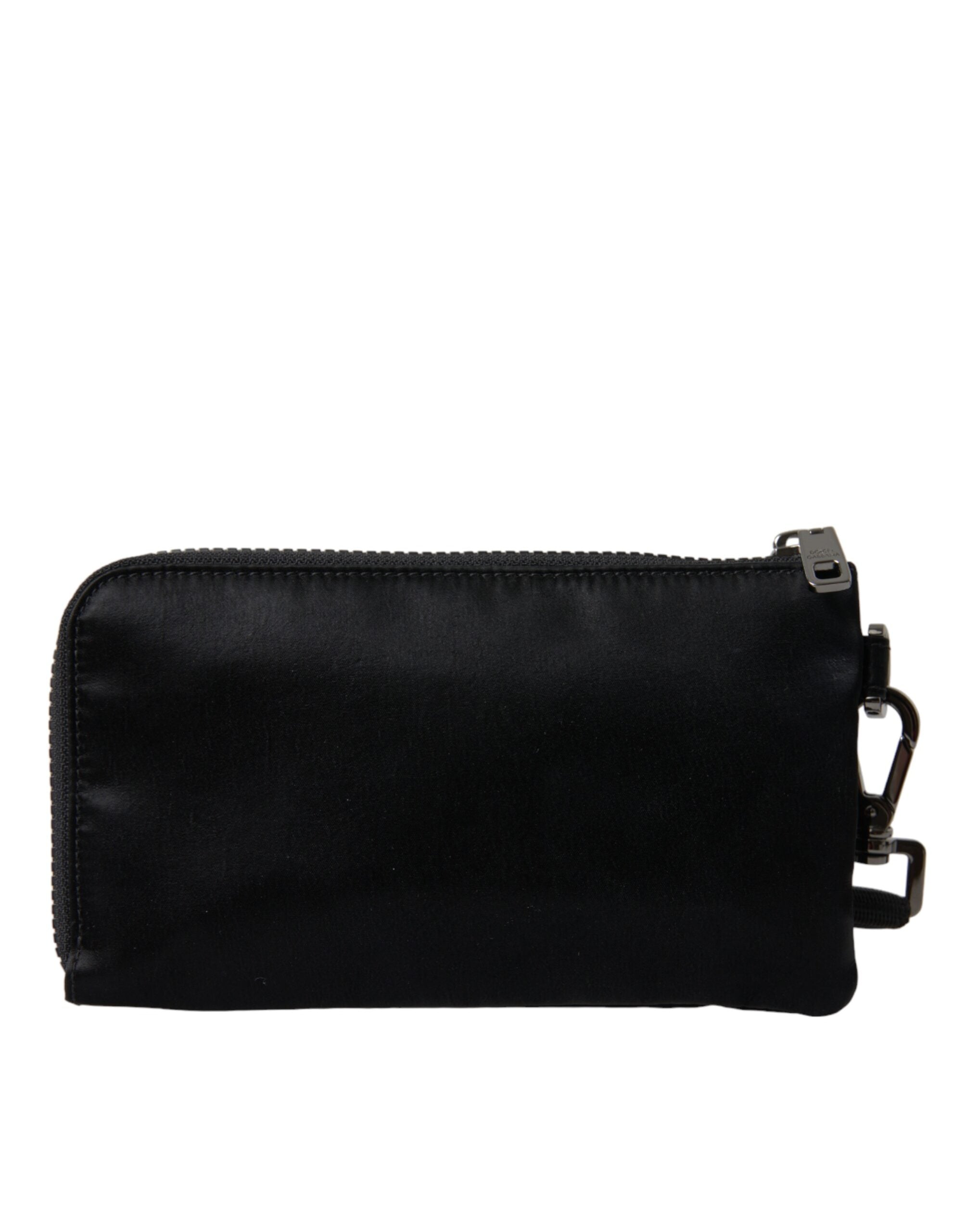Dolce & Gabbana Elegant Nylon & Leather Black Pouch Glam Steals