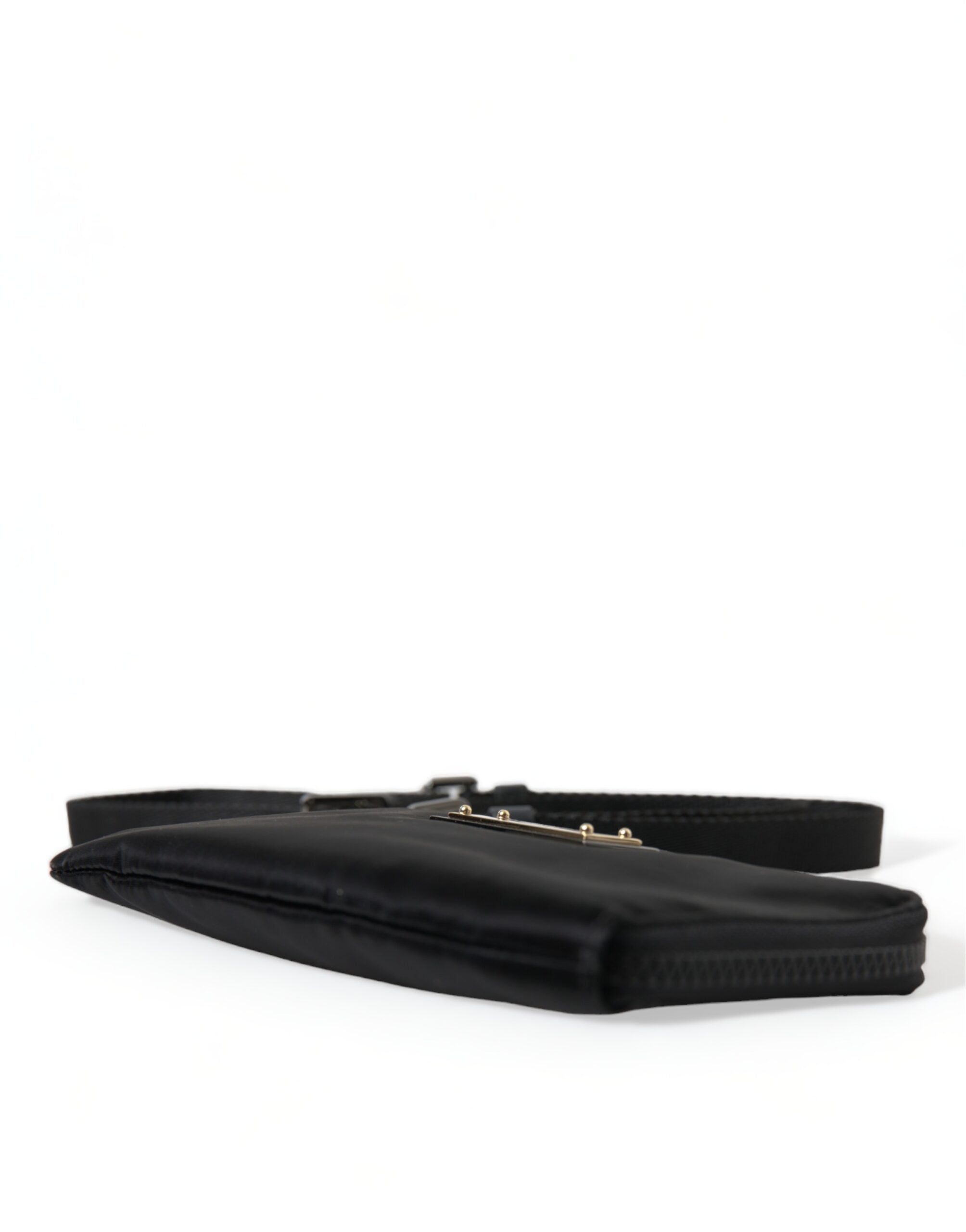 Dolce & Gabbana Elegant Nylon & Leather Black Pouch Glam Steals