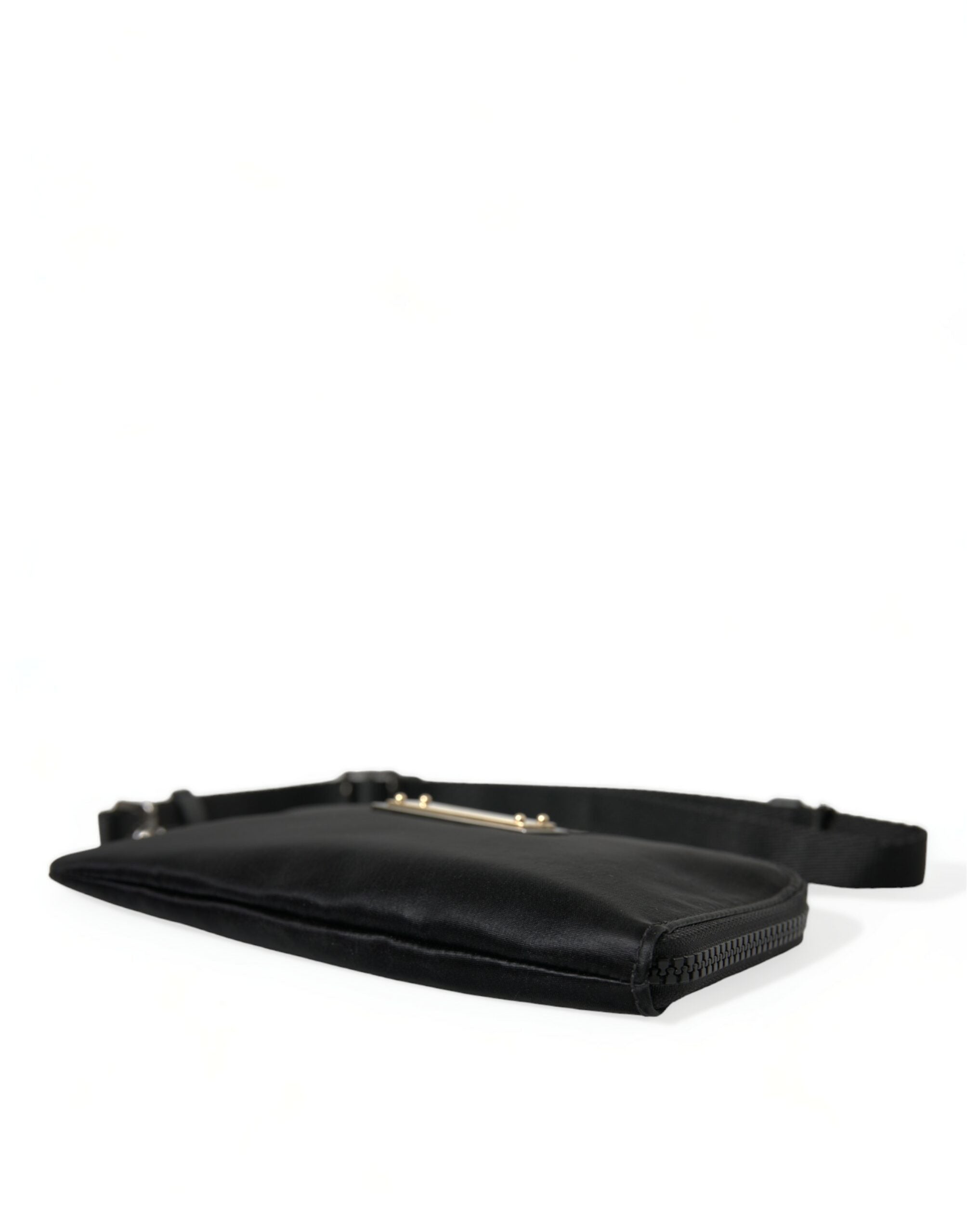 Dolce & Gabbana Elegant Nylon Leather Pouch With Black Silver Details Glam Steals