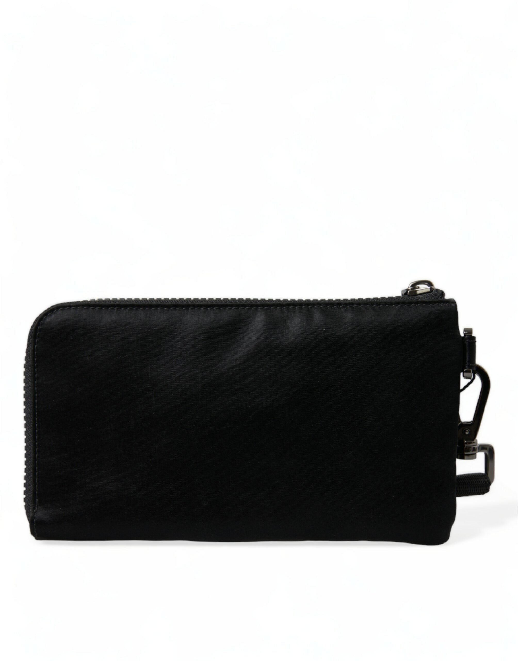 Dolce & Gabbana Elegant Nylon Leather Pouch With Black Silver Details Glam Steals
