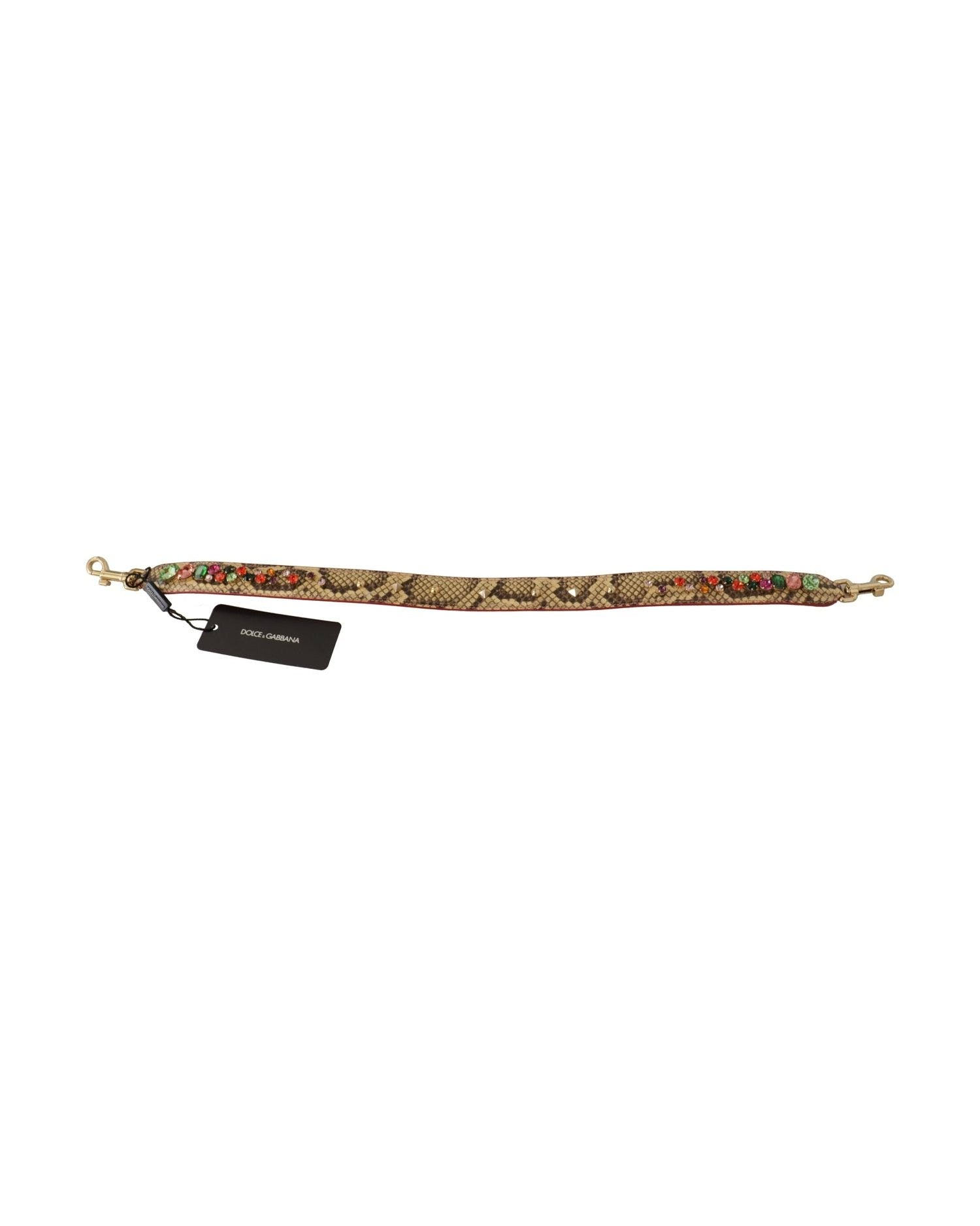 Dolce & Gabbana Elegant Python Leather Bag Beige Strap Glam Steals