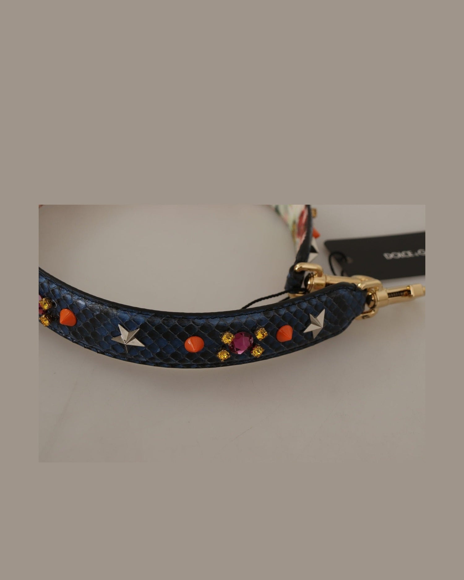Dolce & Gabbana Elegant Python Leather Bag Blue Strap Glam Steals
