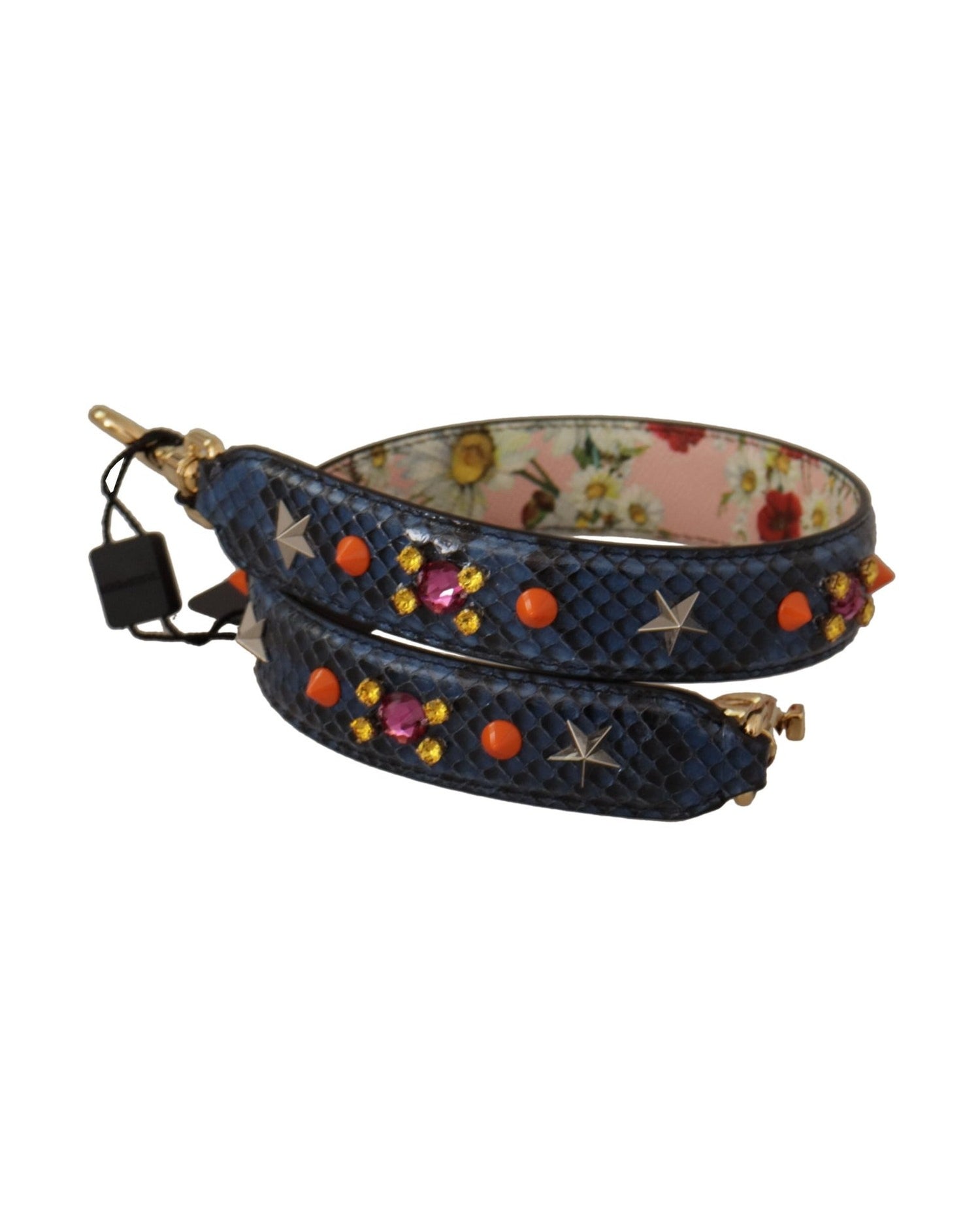 Dolce & Gabbana Elegant Python Leather Bag Blue Strap Glam Steals