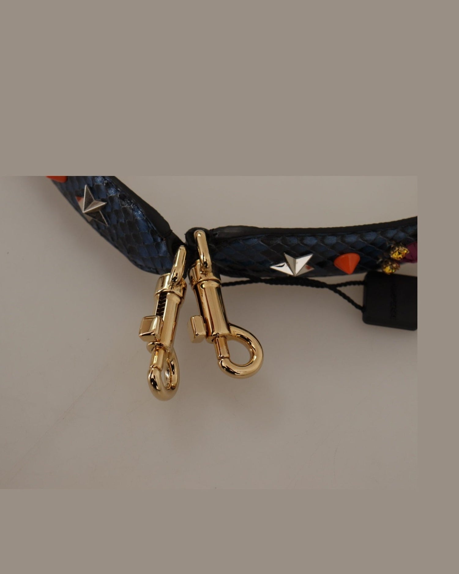 Dolce & Gabbana Elegant Python Leather Bag Blue Strap Glam Steals