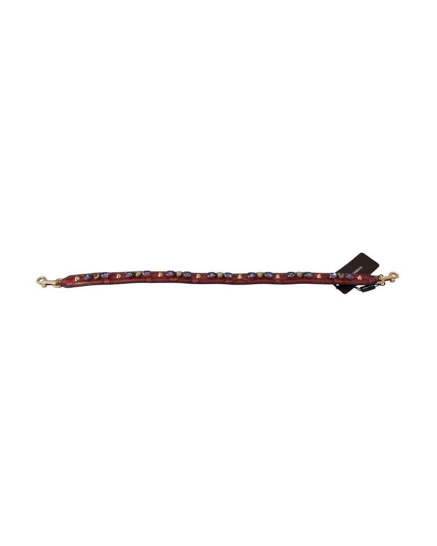 Dolce & Gabbana Elegant Python Leather Handbag Red Strap Glam Steals