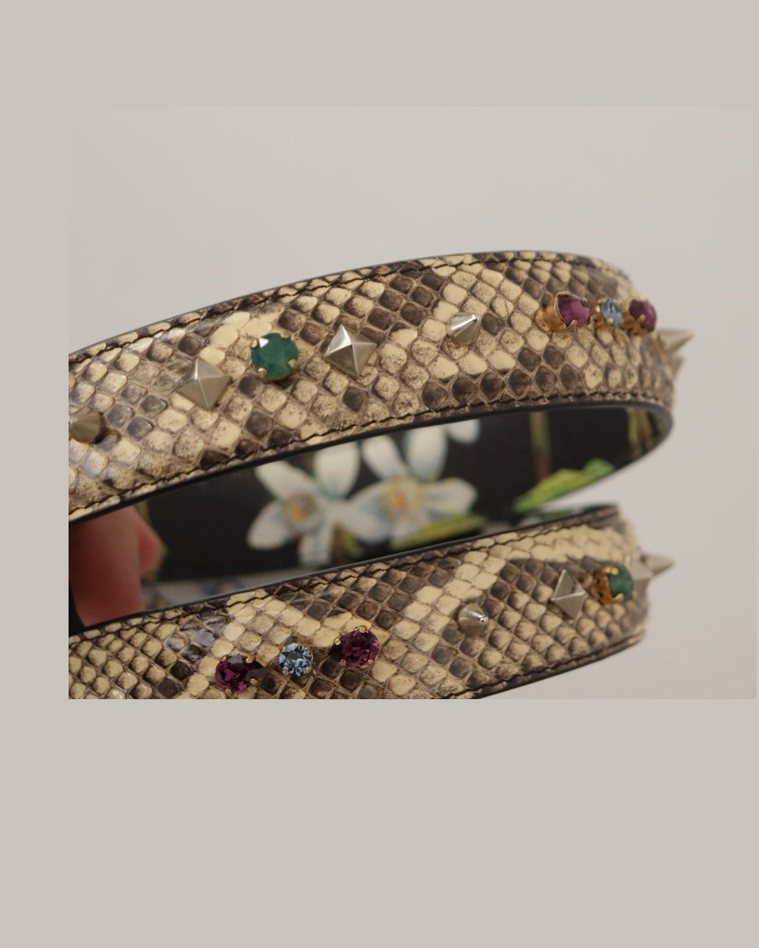 Dolce & Gabbana Elegant Python Leather Shoulder Beige Strap Glam Steals