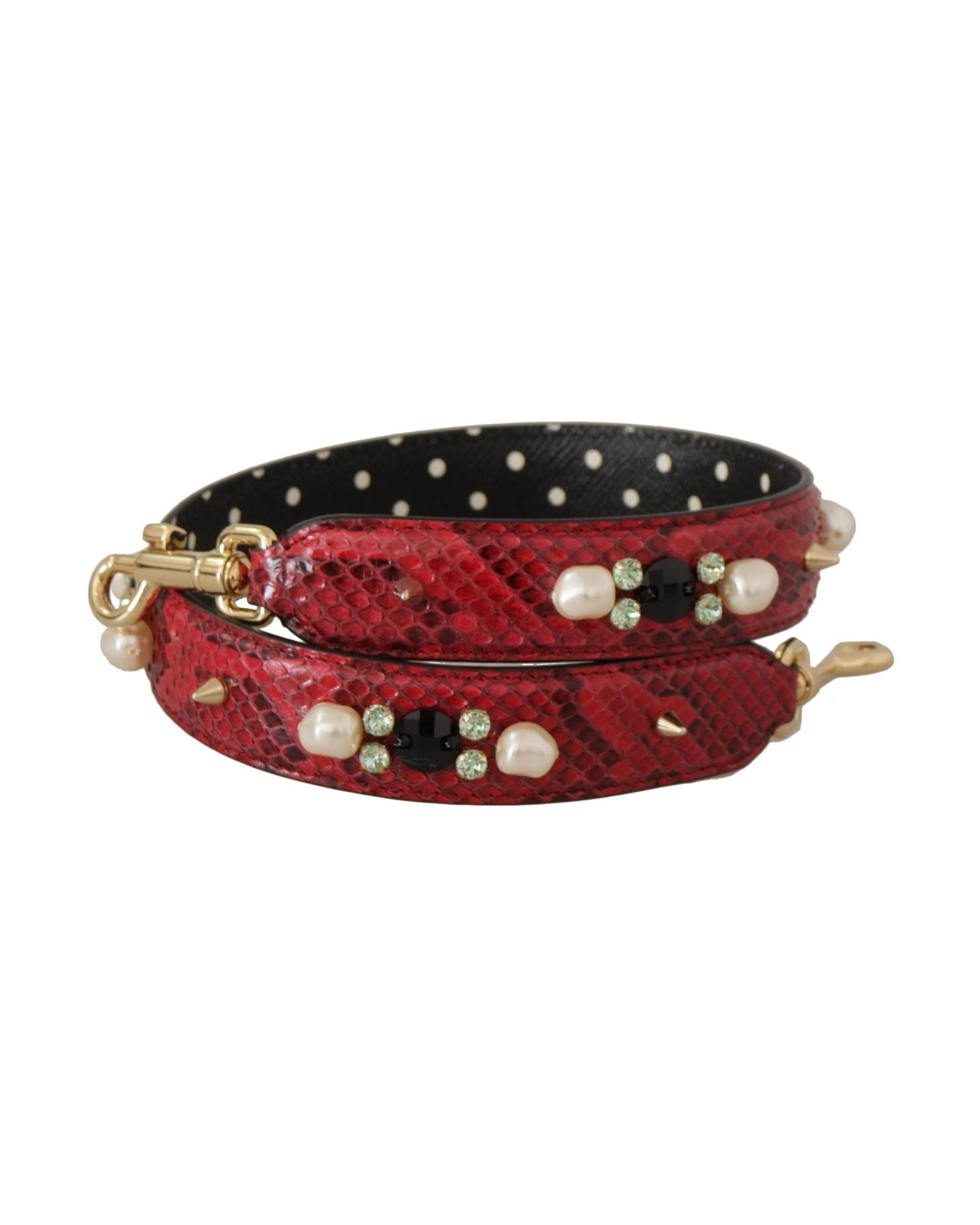 Dolce & Gabbana Elegant Python Leather Shoulder Red Strap Glam Steals