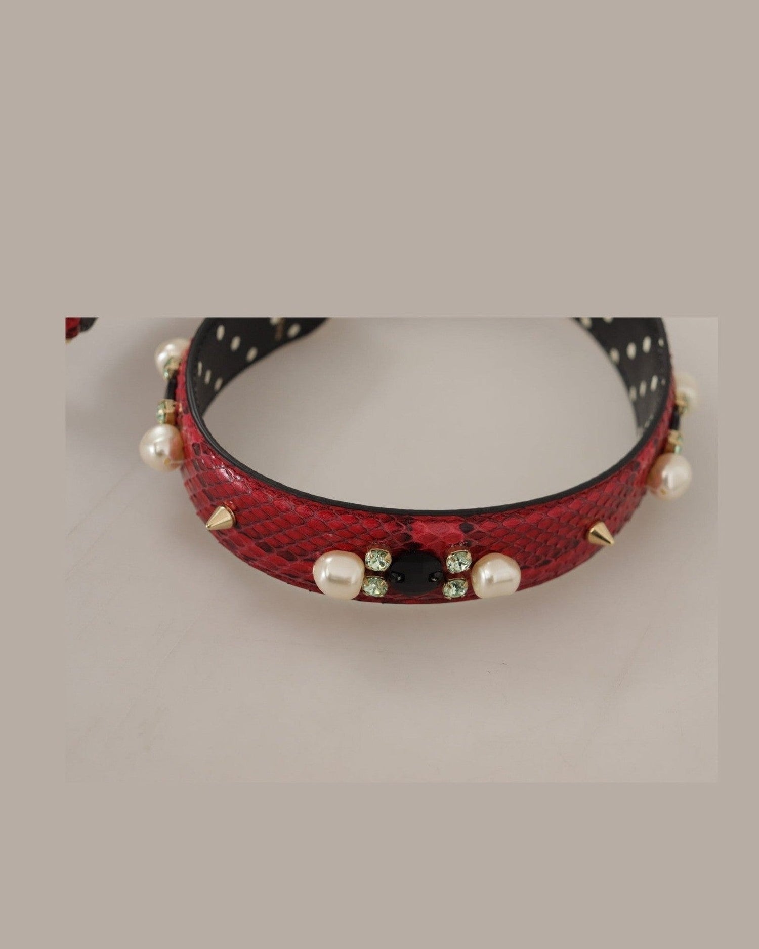 Dolce & Gabbana Elegant Python Leather Shoulder Red Strap Glam Steals