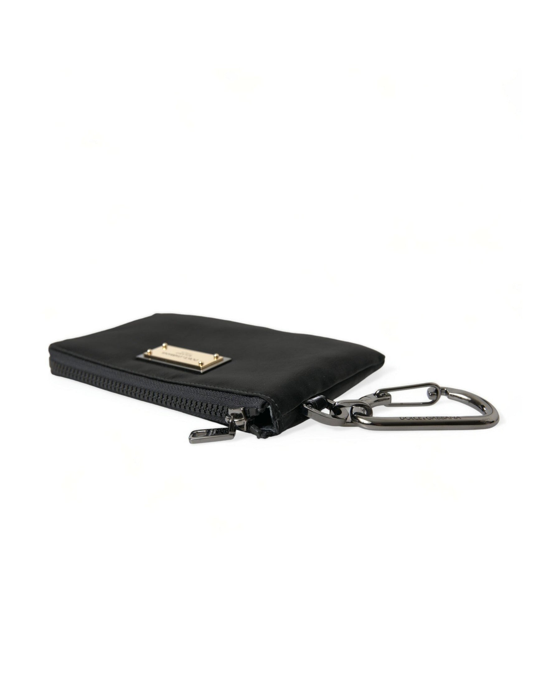 Dolce & Gabbana Elite Nylon & Leather Pouch With Logo Black Detail Glam Steals