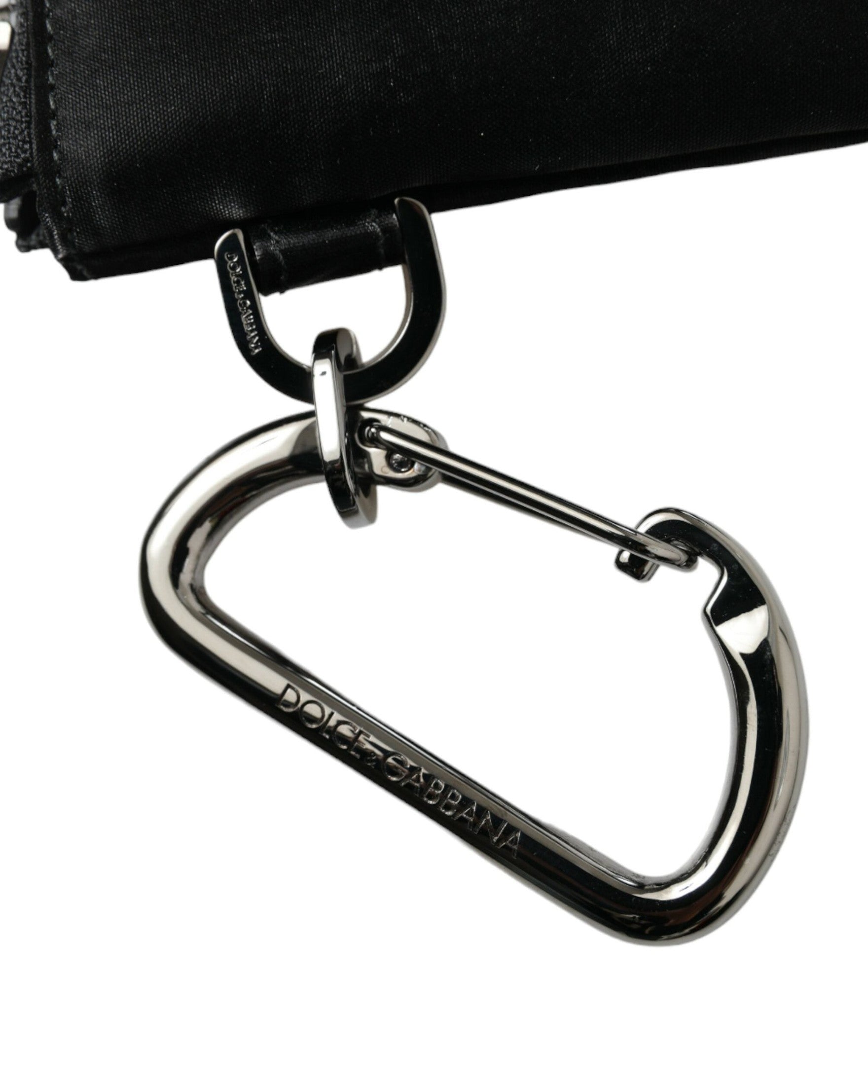 Dolce & Gabbana Elite Nylon & Leather Pouch With Logo Black Detail Glam Steals
