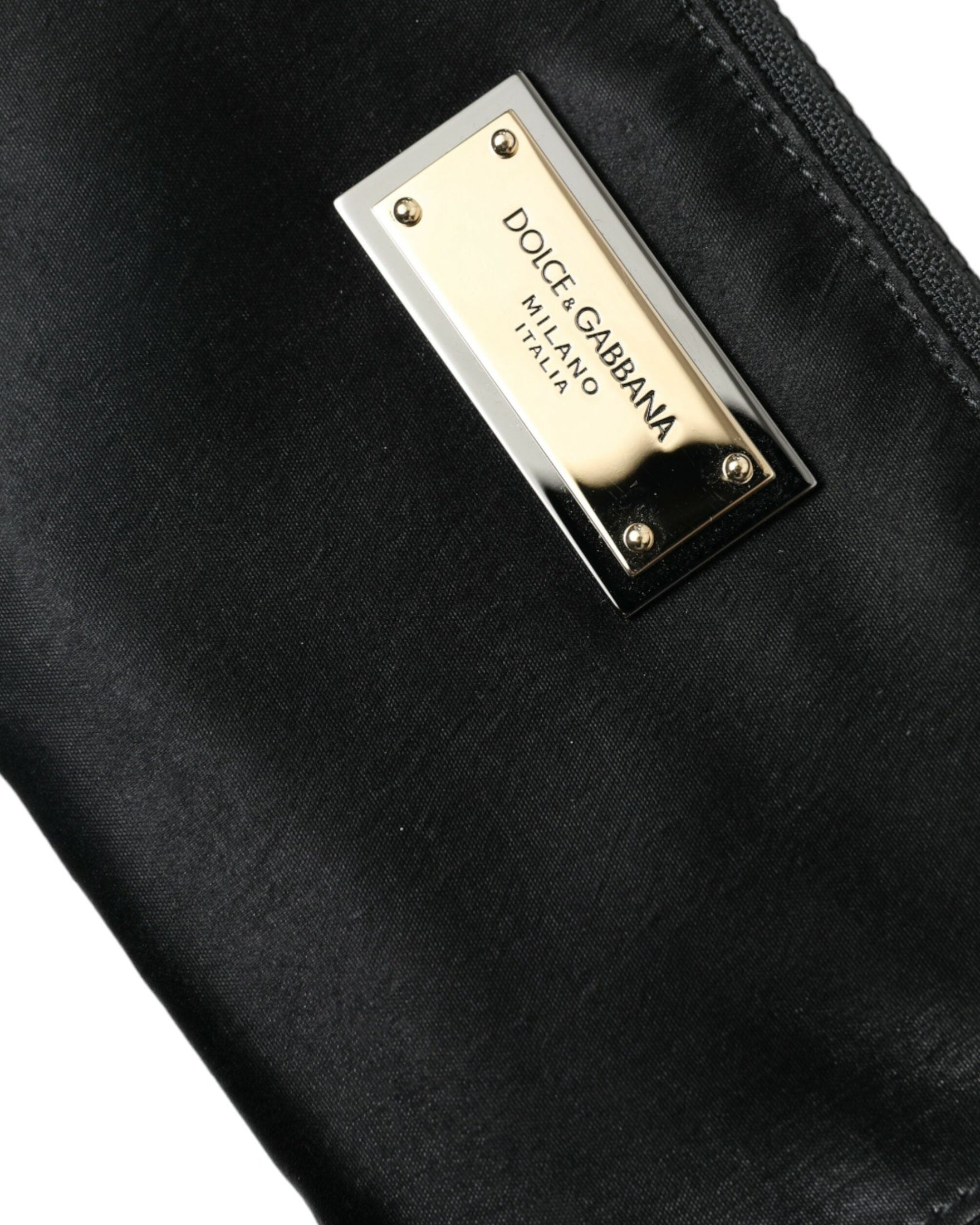 Dolce & Gabbana Elite Nylon & Leather Pouch With Logo Black Detail Glam Steals