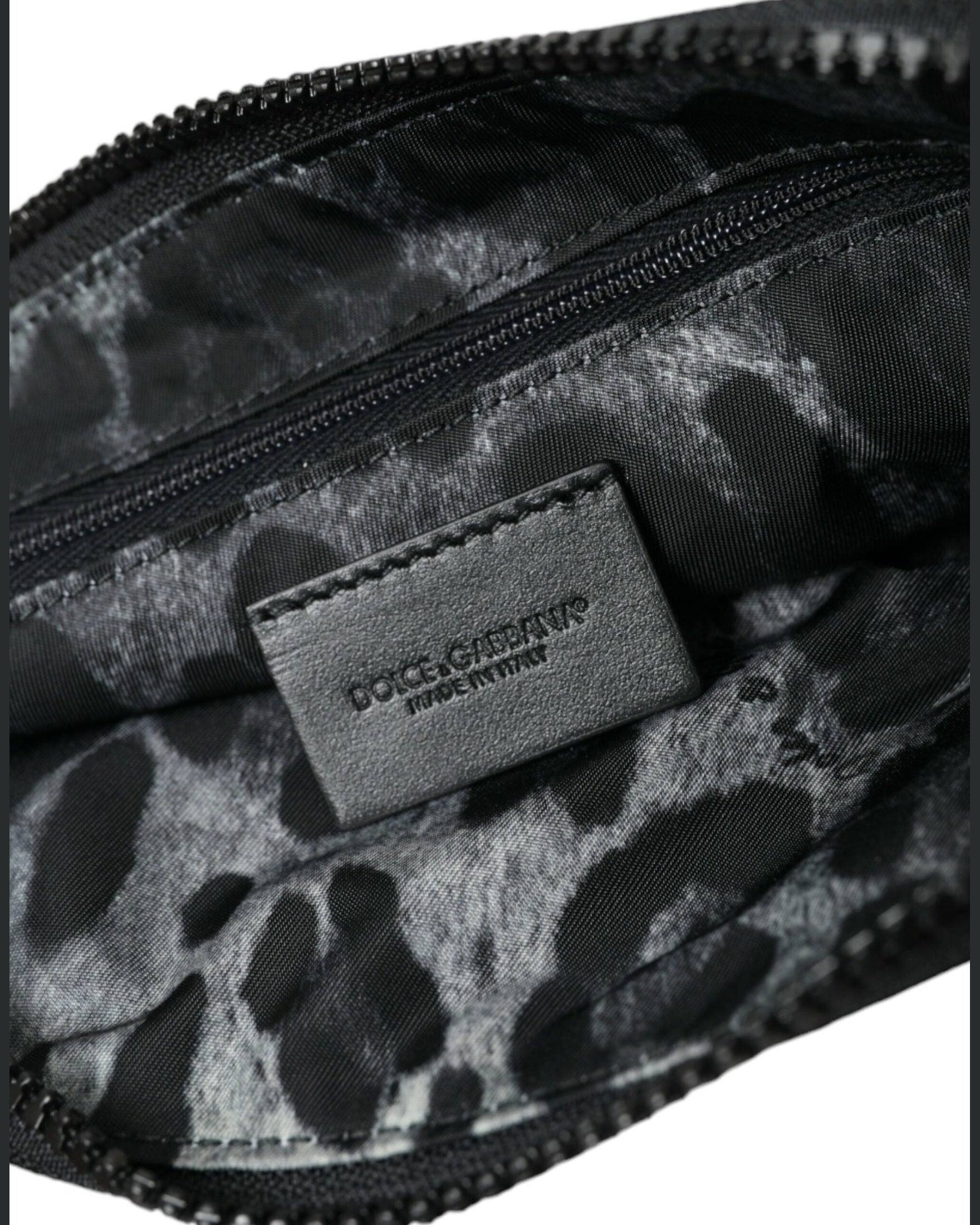 Dolce & Gabbana Elite Nylon & Leather Pouch With Logo Black Detail Glam Steals