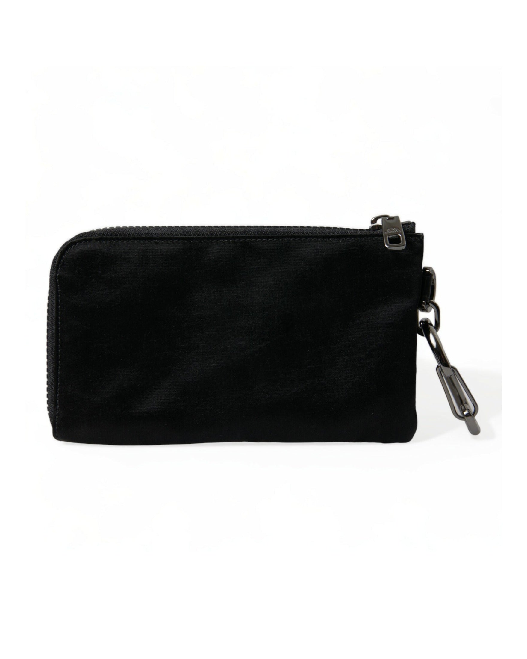 Dolce & Gabbana Elite Nylon & Leather Pouch With Logo Black Detail Glam Steals