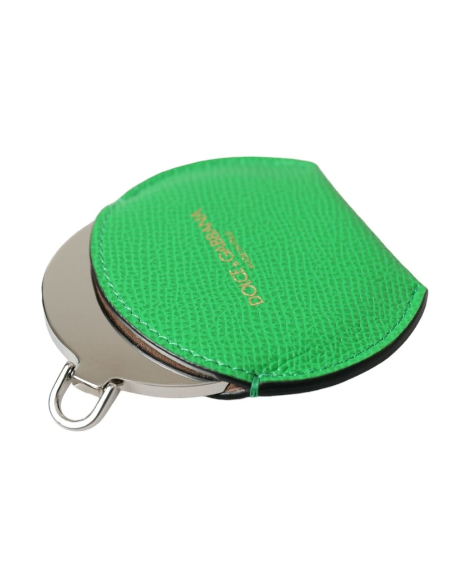 Dolce & Gabbana Emerald Leather Hand Mirror Holder Face Mirrors
