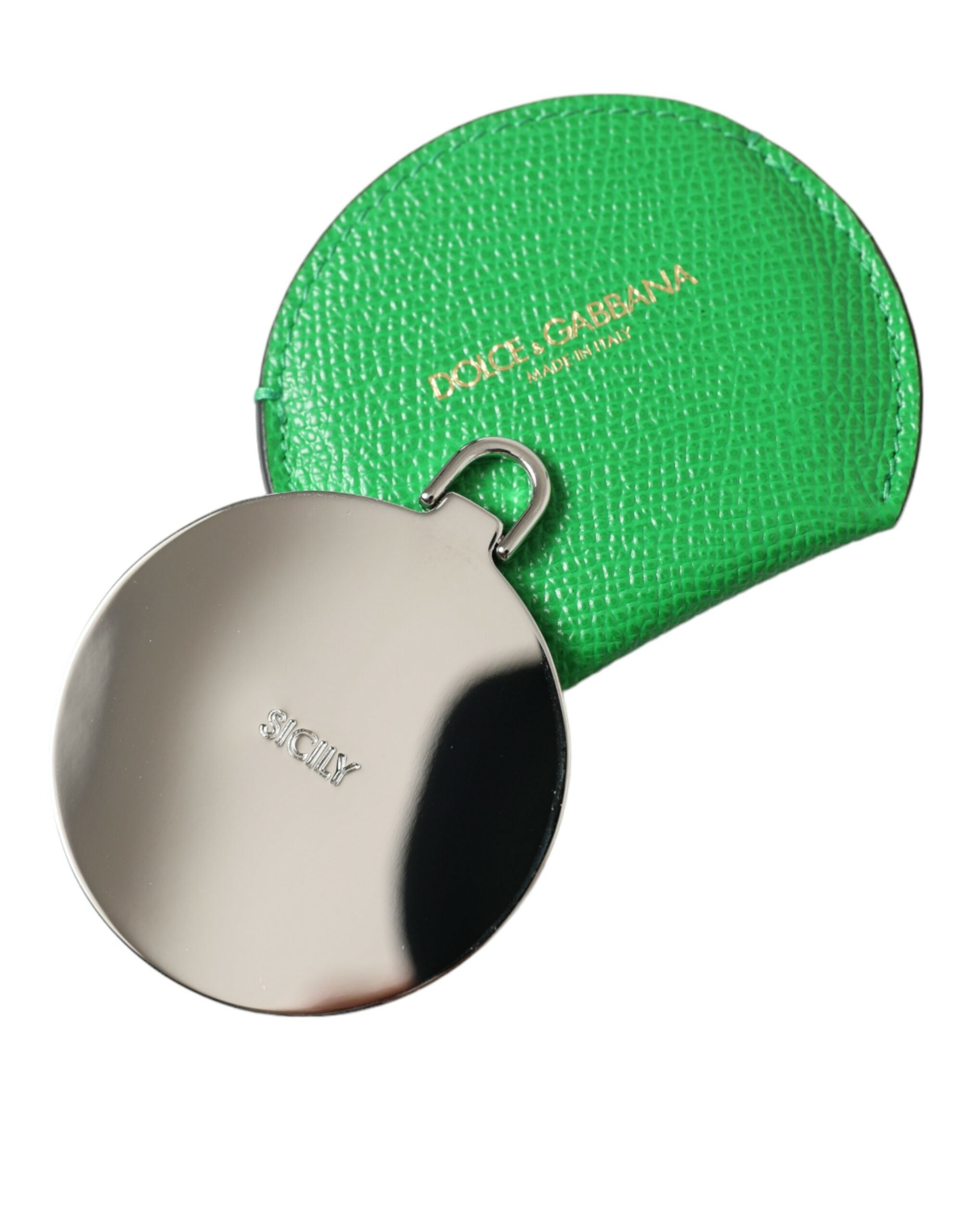 Dolce & Gabbana Emerald Leather Hand Mirror Holder Glam Steals
