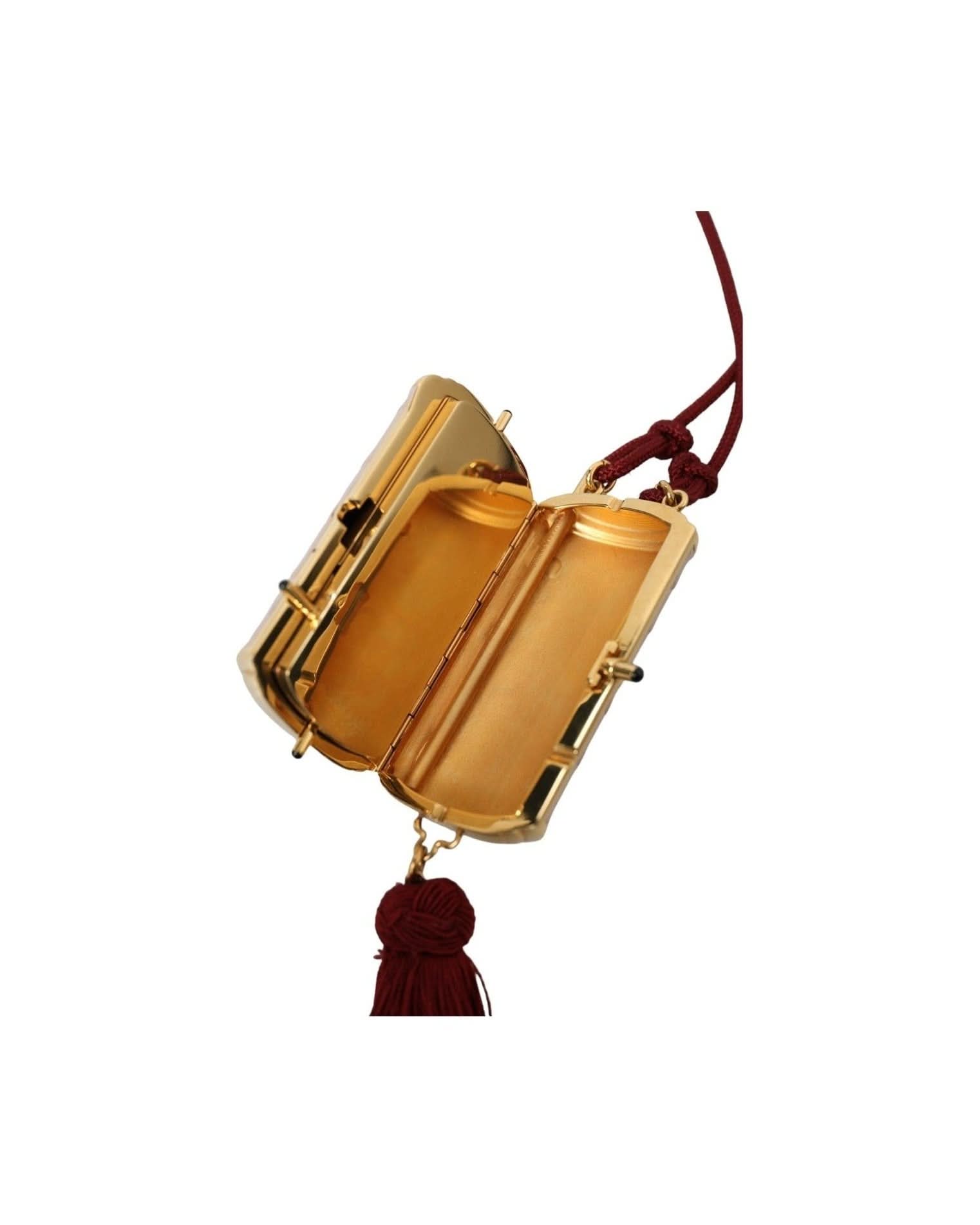Dolce & Gabbana Pink Exotic Leather Mini Mirror Bag With Tassel Clutch Bags