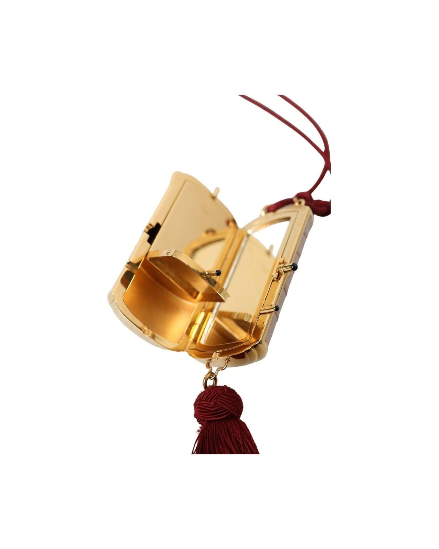 Dolce & Gabbana Pink Exotic Leather Mini Mirror Bag With Tassel Clutch Bags