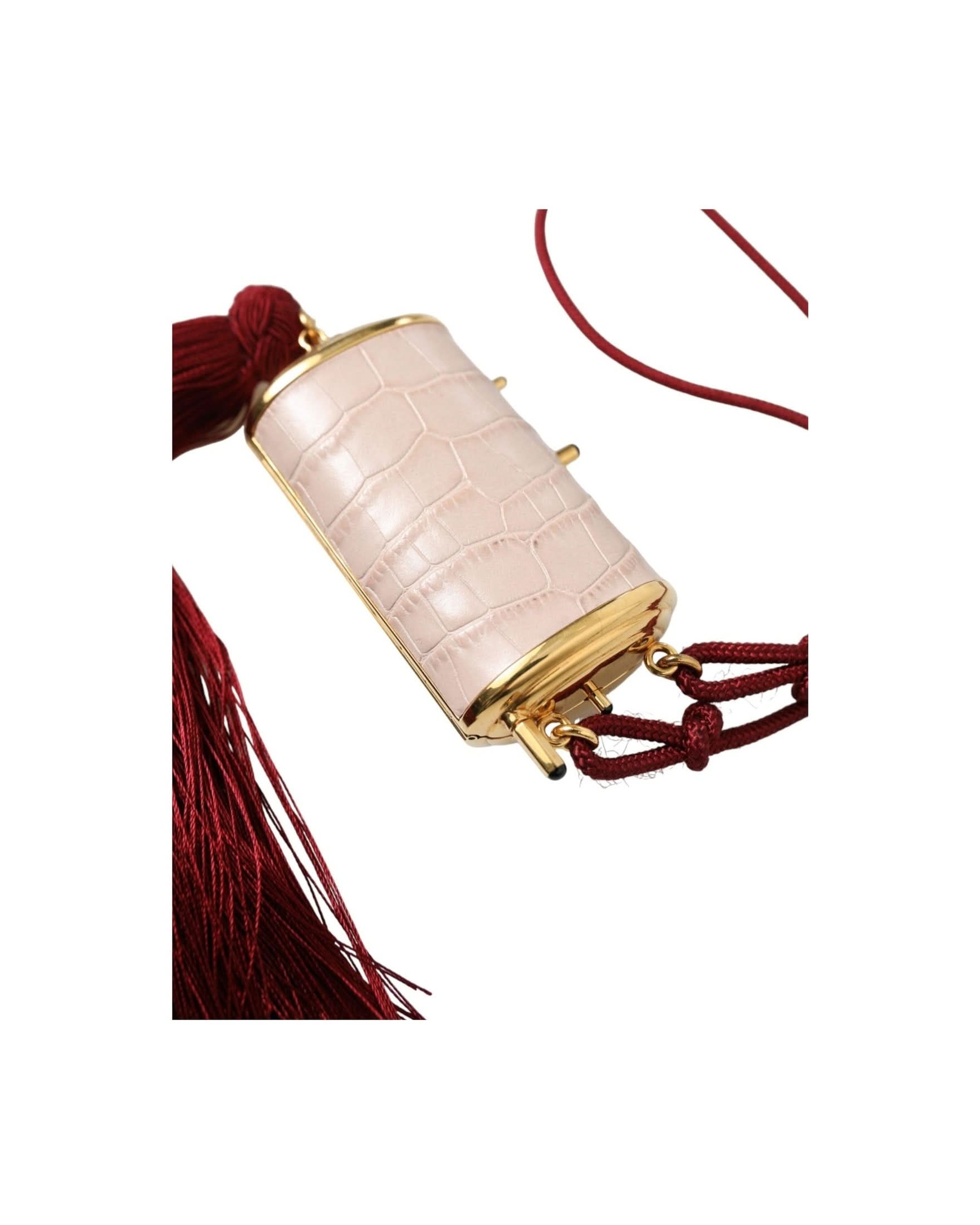 Dolce & Gabbana Pink Exotic Leather Mini Mirror Bag With Tassel Clutch Bags