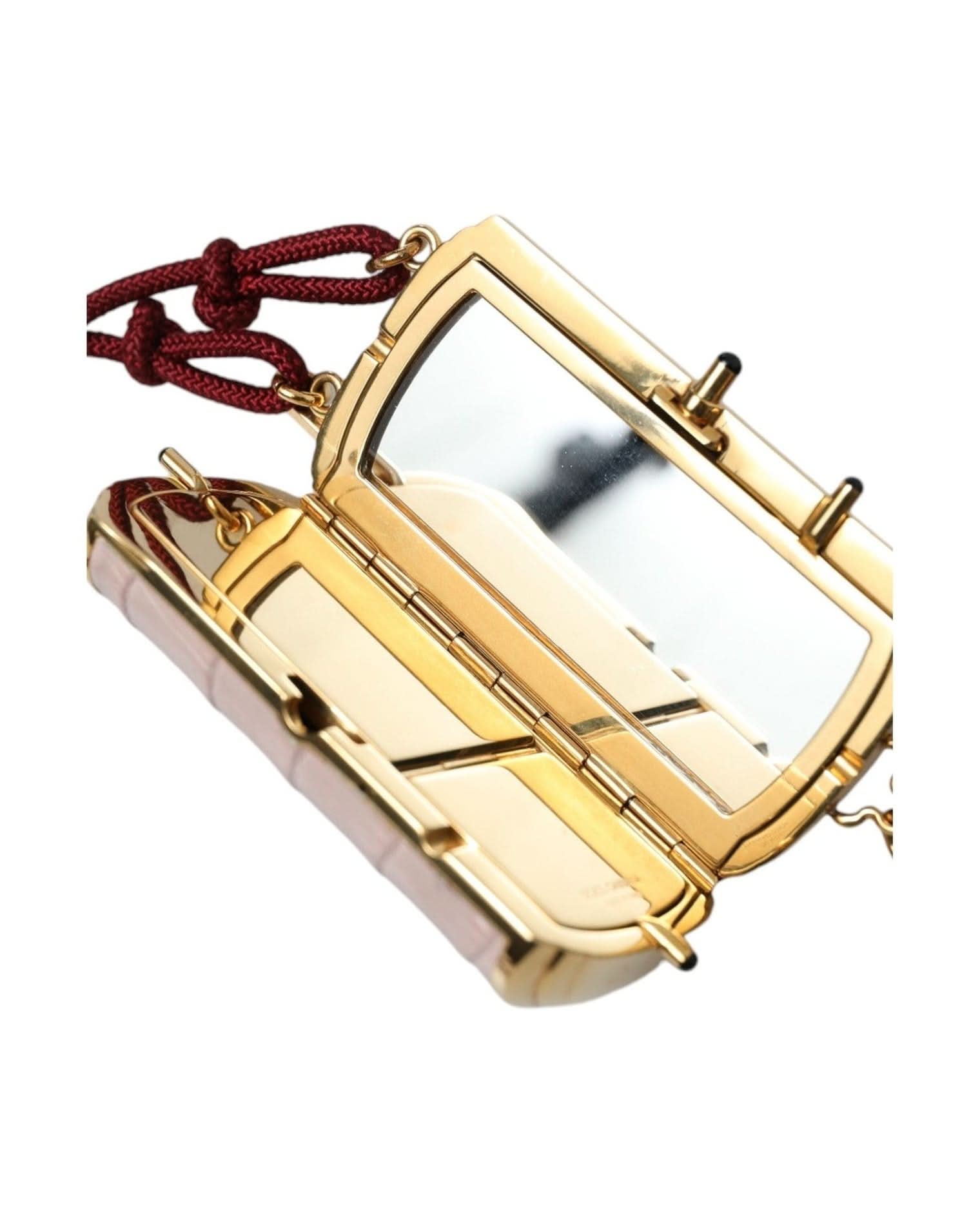 Dolce & Gabbana Pink Exotic Leather Mini Mirror Bag With Tassel Clutch Bags