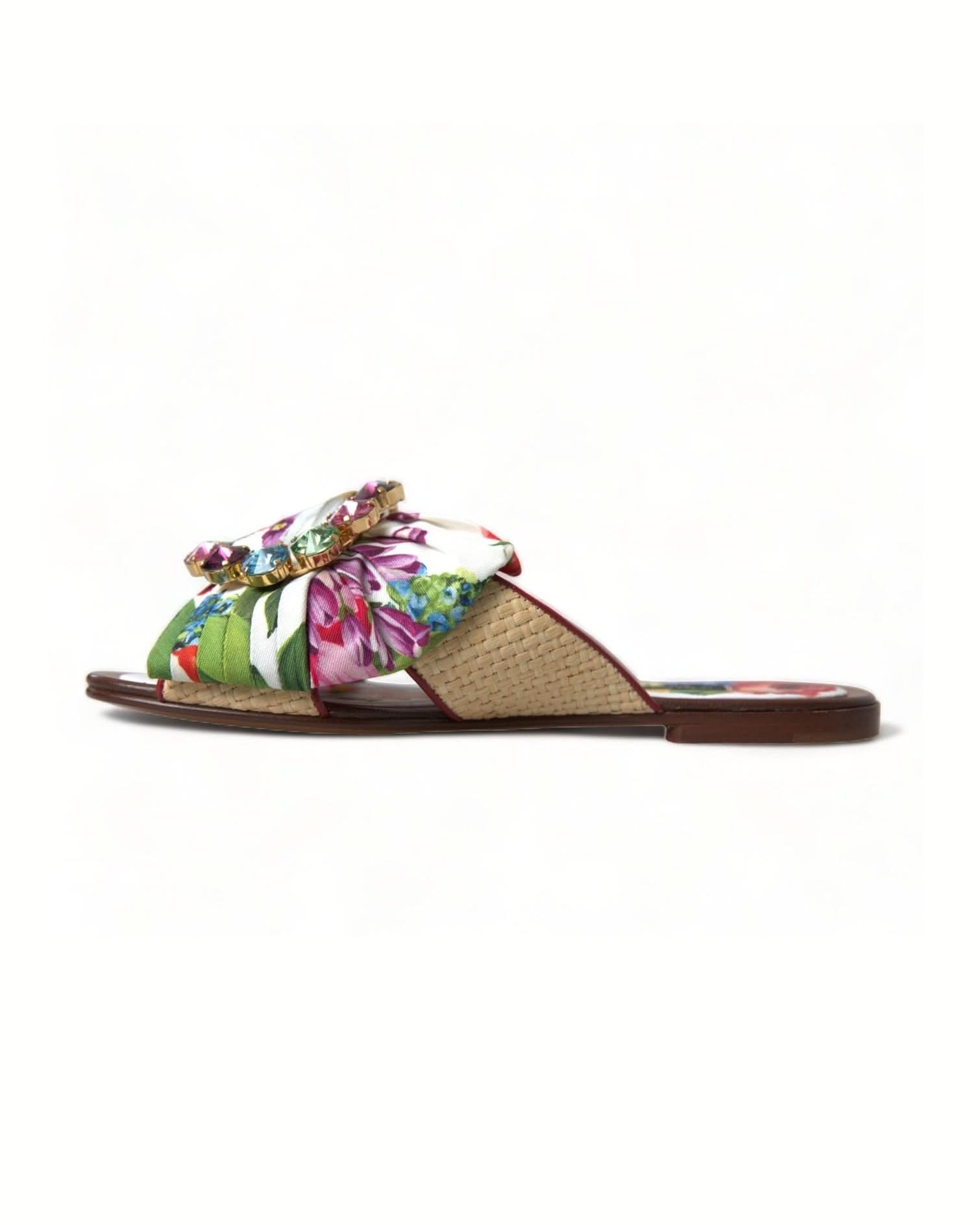 Dolce & Gabbana Exquisite Floral Print Flat Sandals Shoes