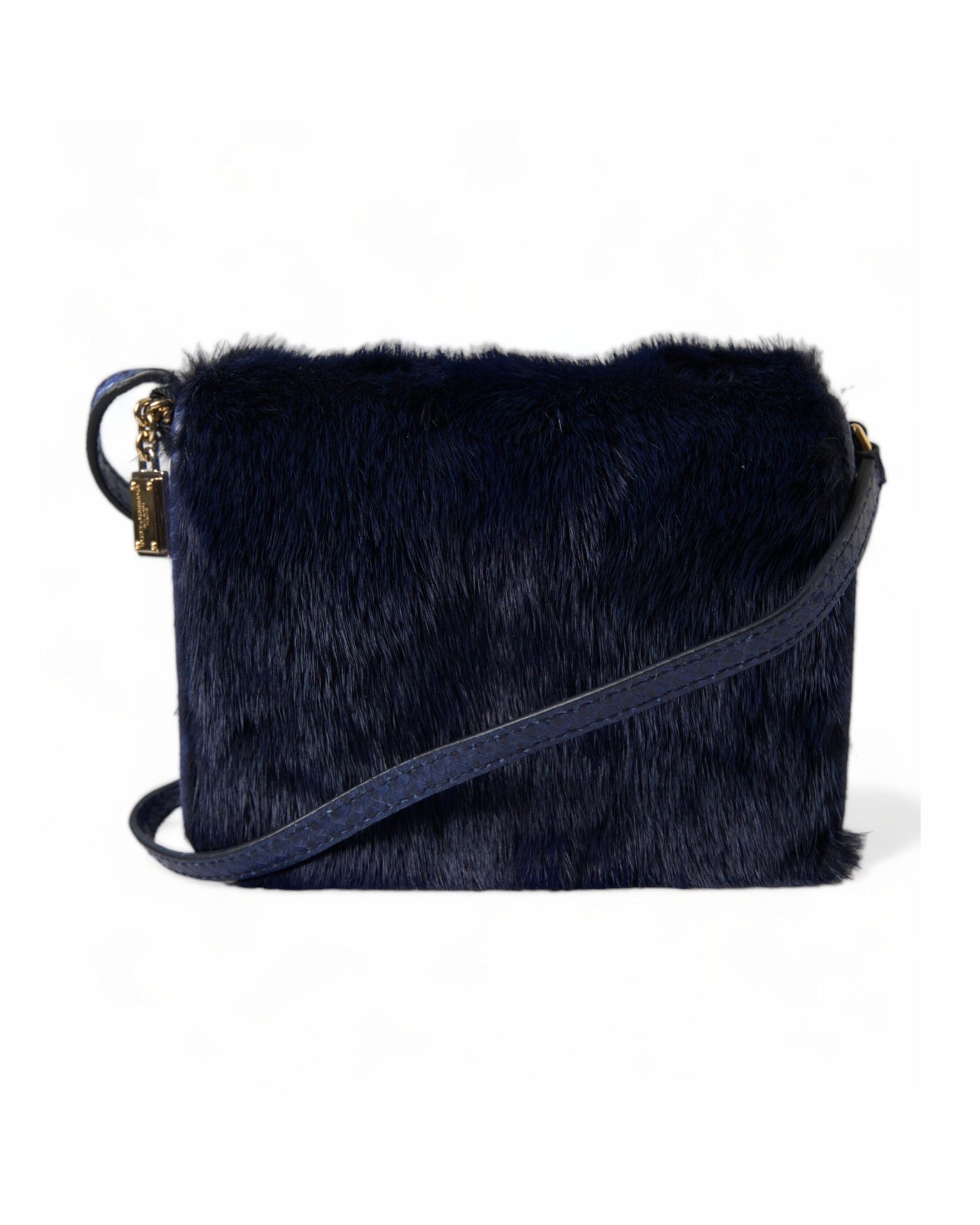 Dolce & Gabbana Exquisite Mink Fur Shoulder Blue Bag Glam Steals