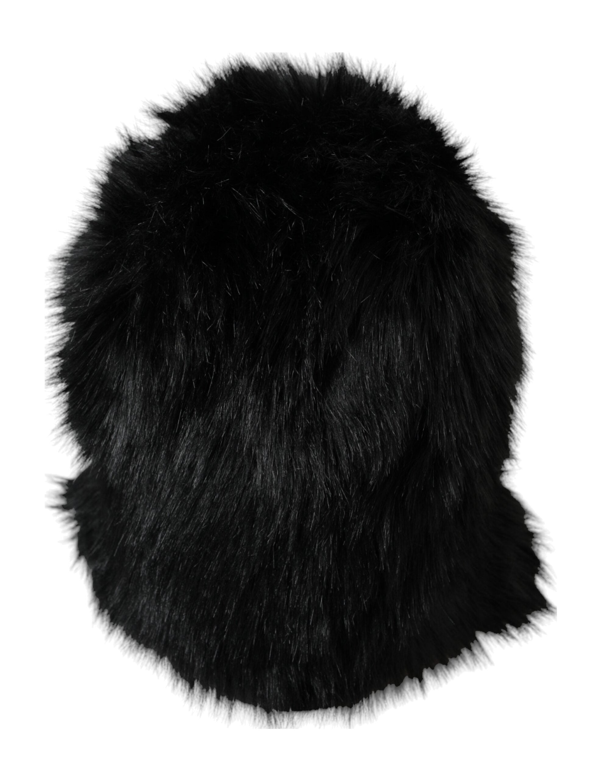 Dolce & Gabbana Faux Fur Whole Head Wrap Black Hat Glam Steals