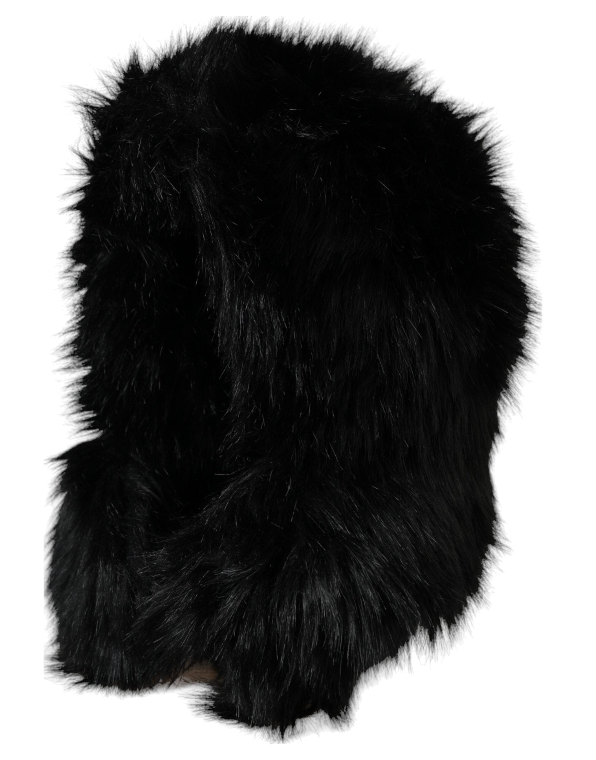 Dolce & Gabbana Faux Fur Whole Head Wrap Black Hat Glam Steals