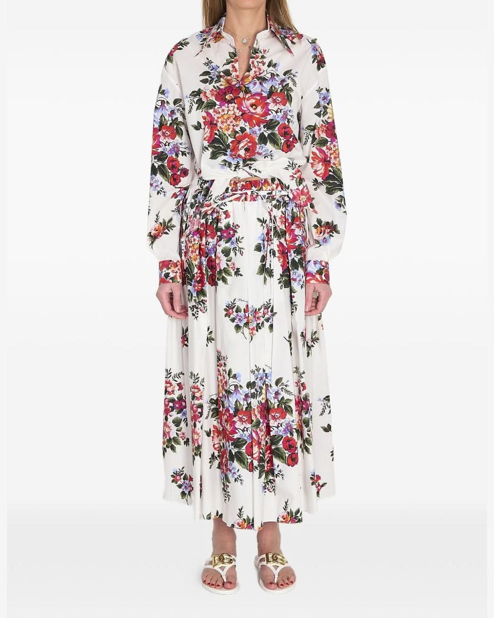 Dolce & Gabbana Floral Print Knotted Shirt Shirts