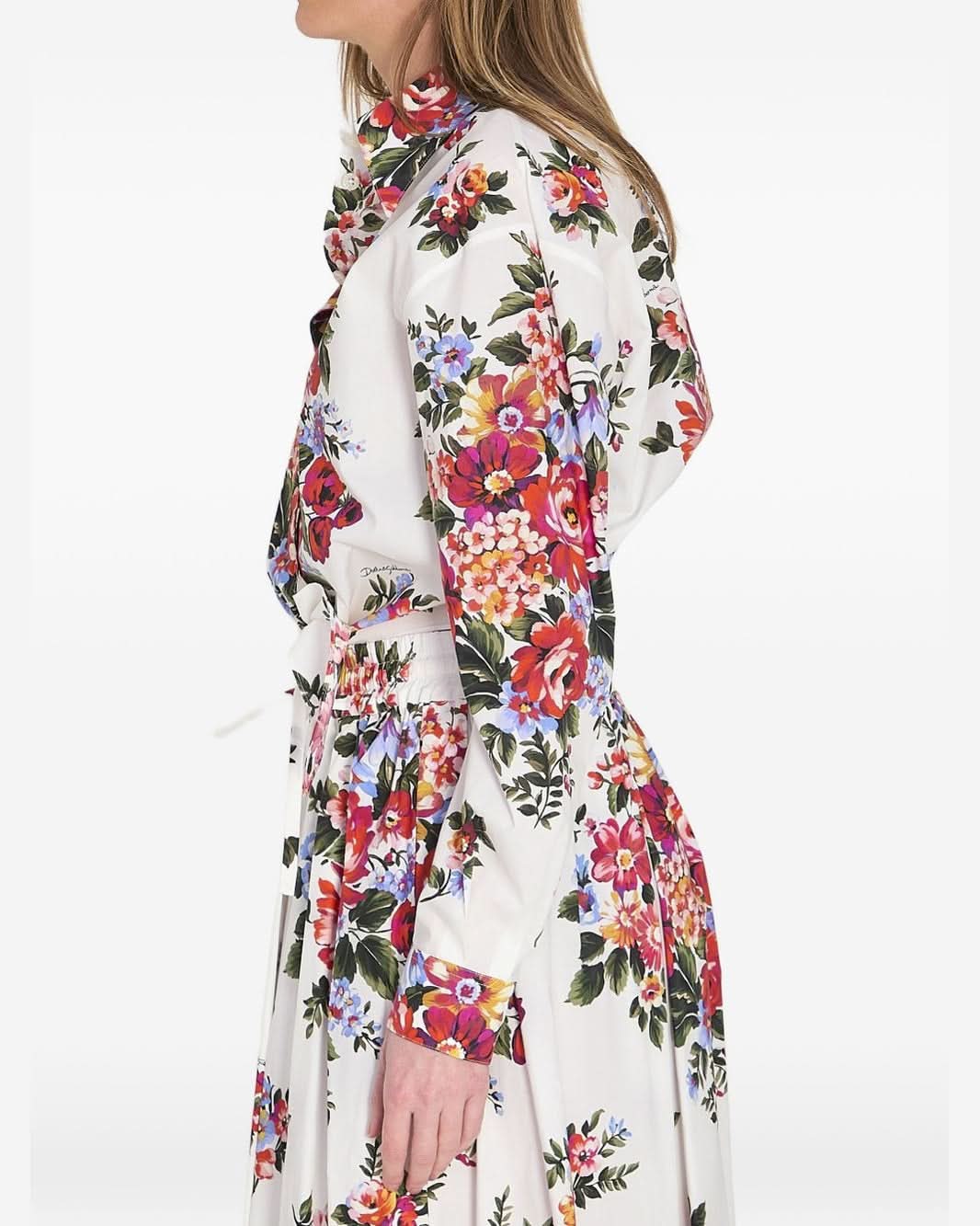 Dolce & Gabbana Floral Print Knotted Shirt Shirts
