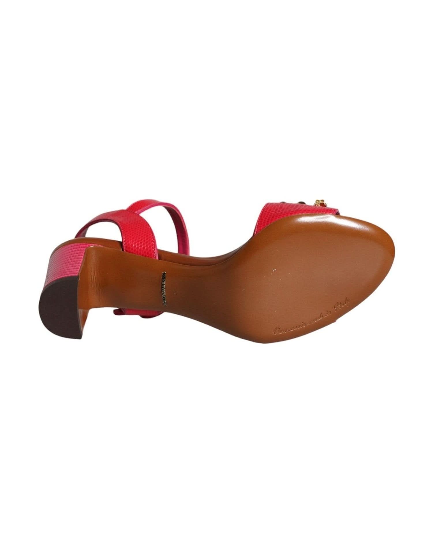 Dolce & Gabbana Fuchsia Leather Sandals Shoes Heels