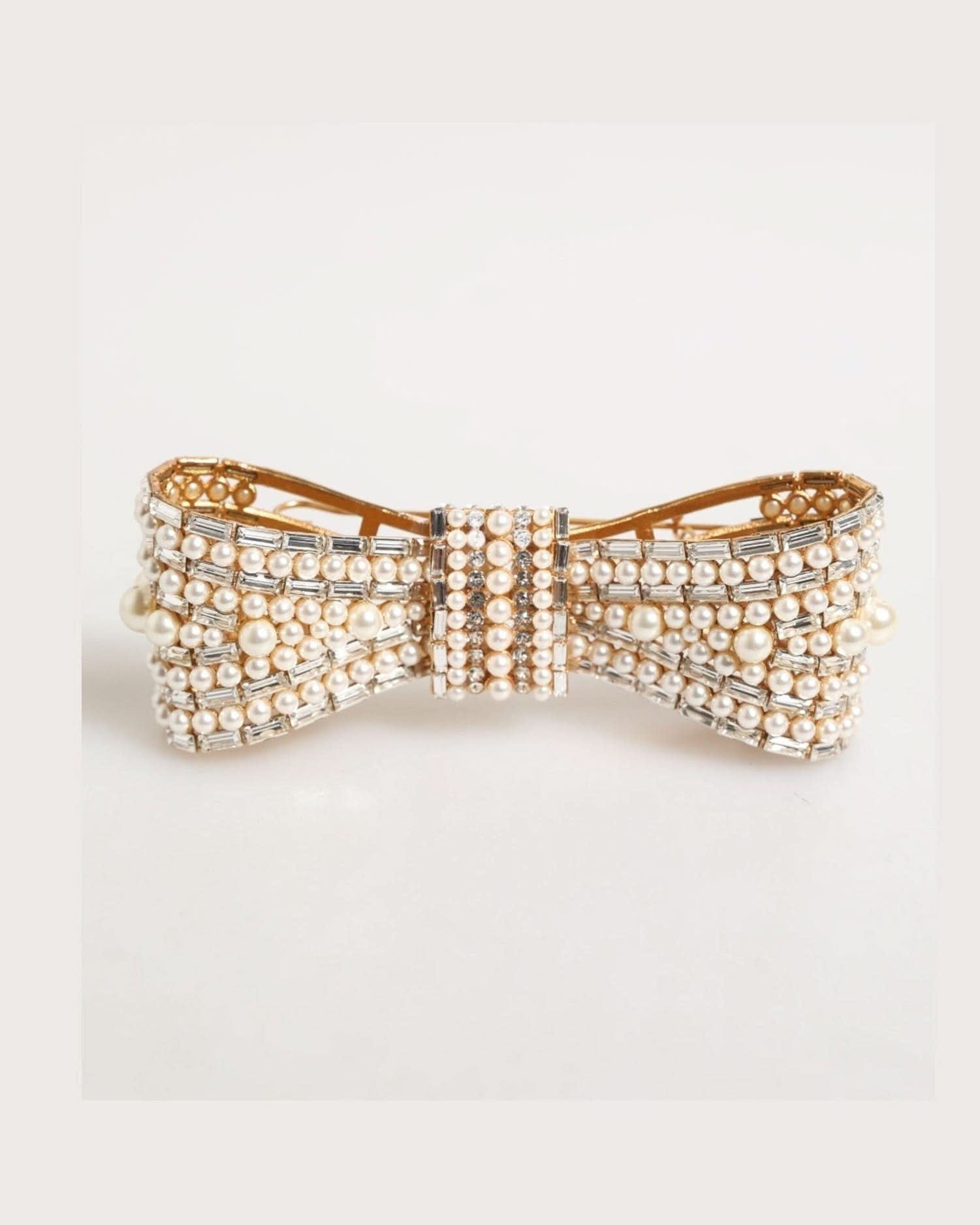Dolce & Gabbana Gold Brass Glas Crystal Faux Pearl Embellished Brooch Brooches & Lapel Pins