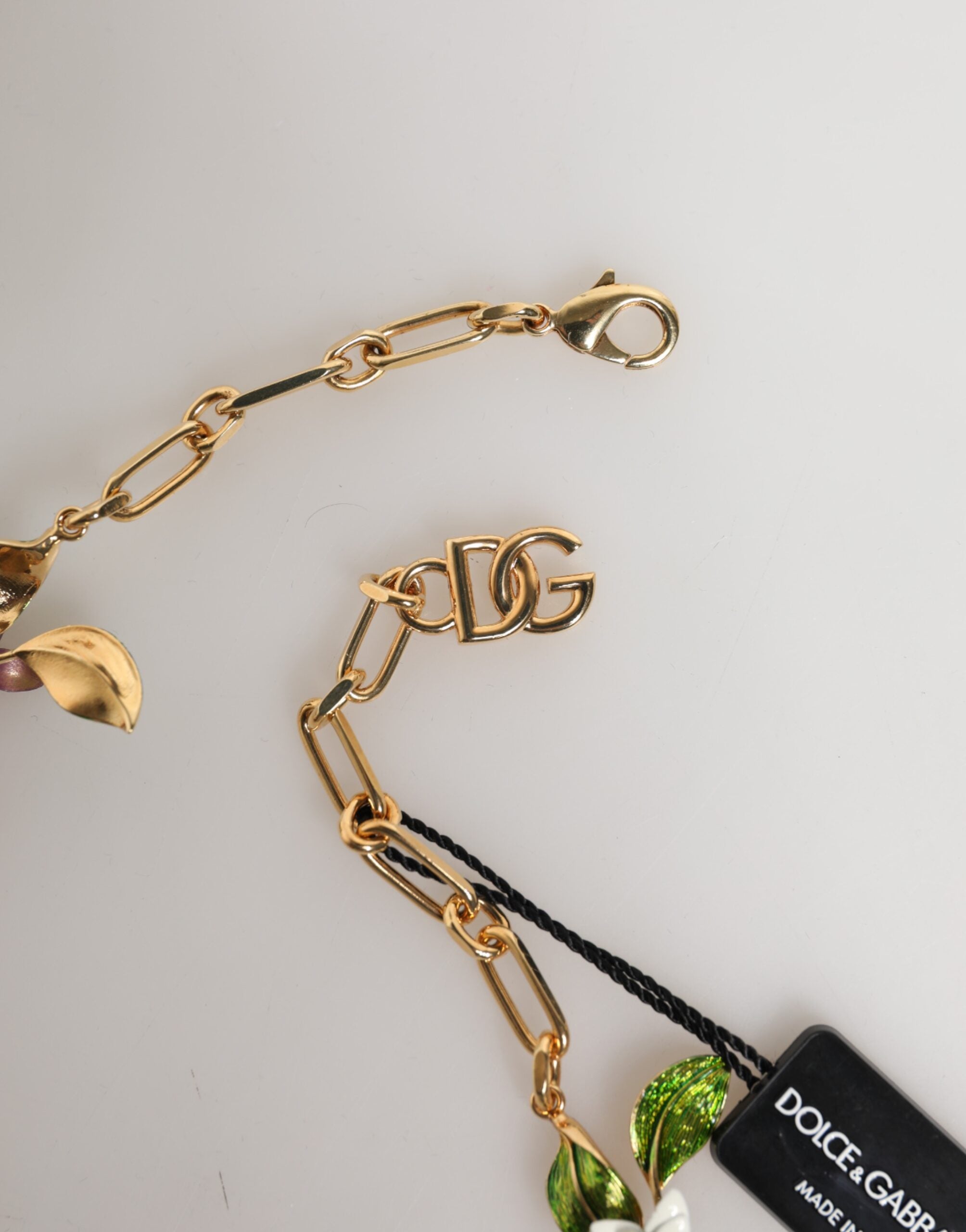 Dolce & Gabbana Gold Brass Logo Detail Floral Fashion Jewelry Necklace Glam Steals