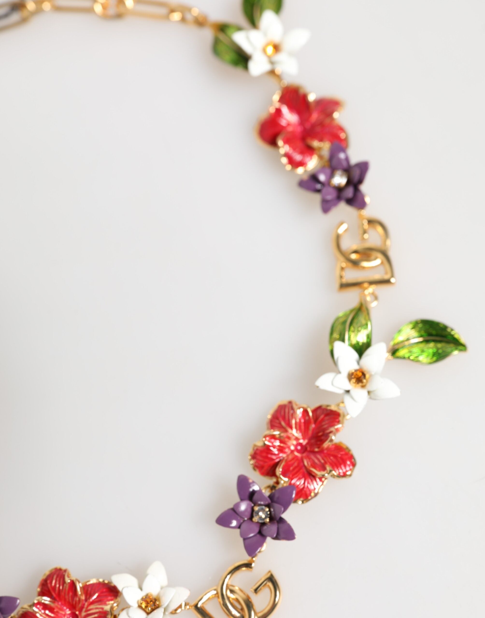 Dolce & Gabbana Gold Brass Logo Detail Floral Fashion Jewelry Necklace Glam Steals