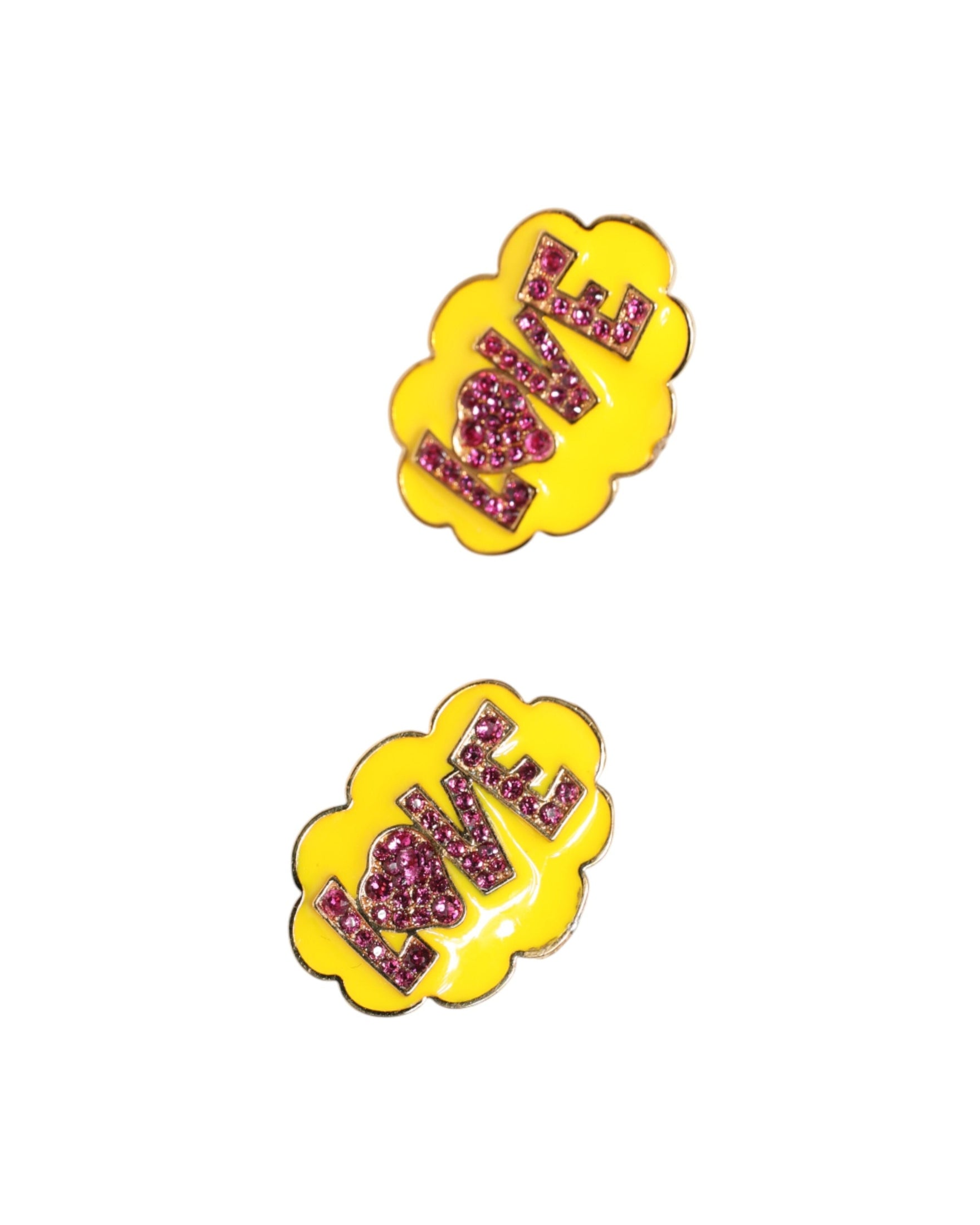 Dolce & Gabbana Gold Brass Love Cartoon Crystal Clip On Jewelry Earrings Glam Steals