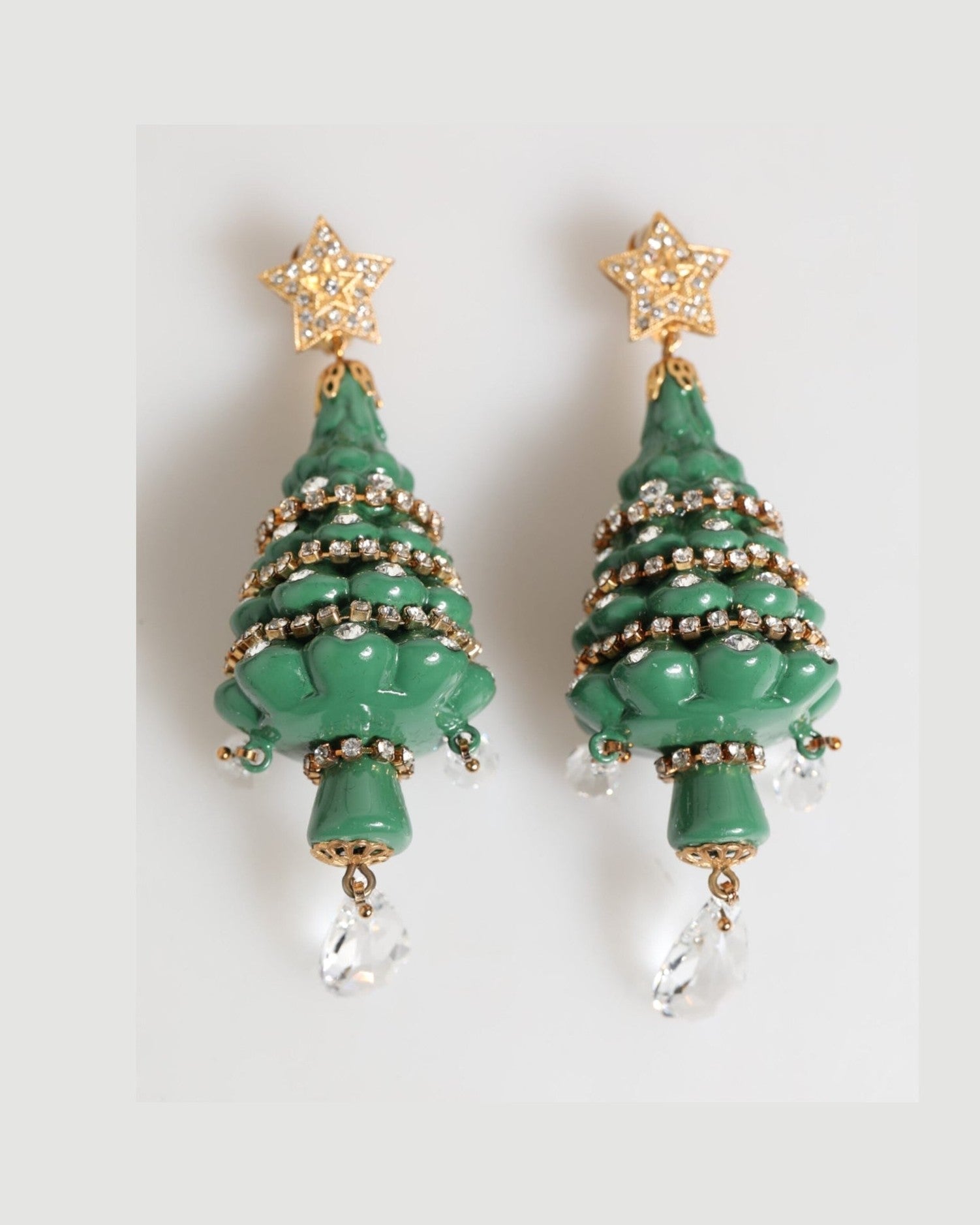 Dolce & Gabbana Gold Brass Multicolour Christmas Tree Earrings Glam Steals