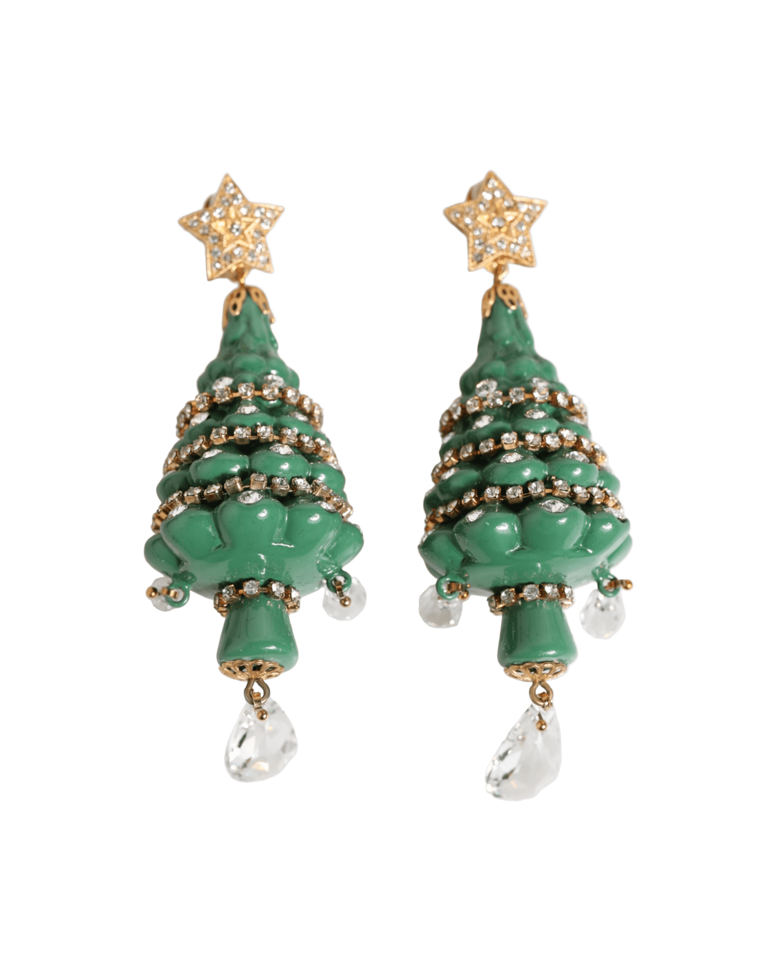 Dolce & Gabbana Gold Brass Multicolour Christmas Tree Earrings Glam Steals
