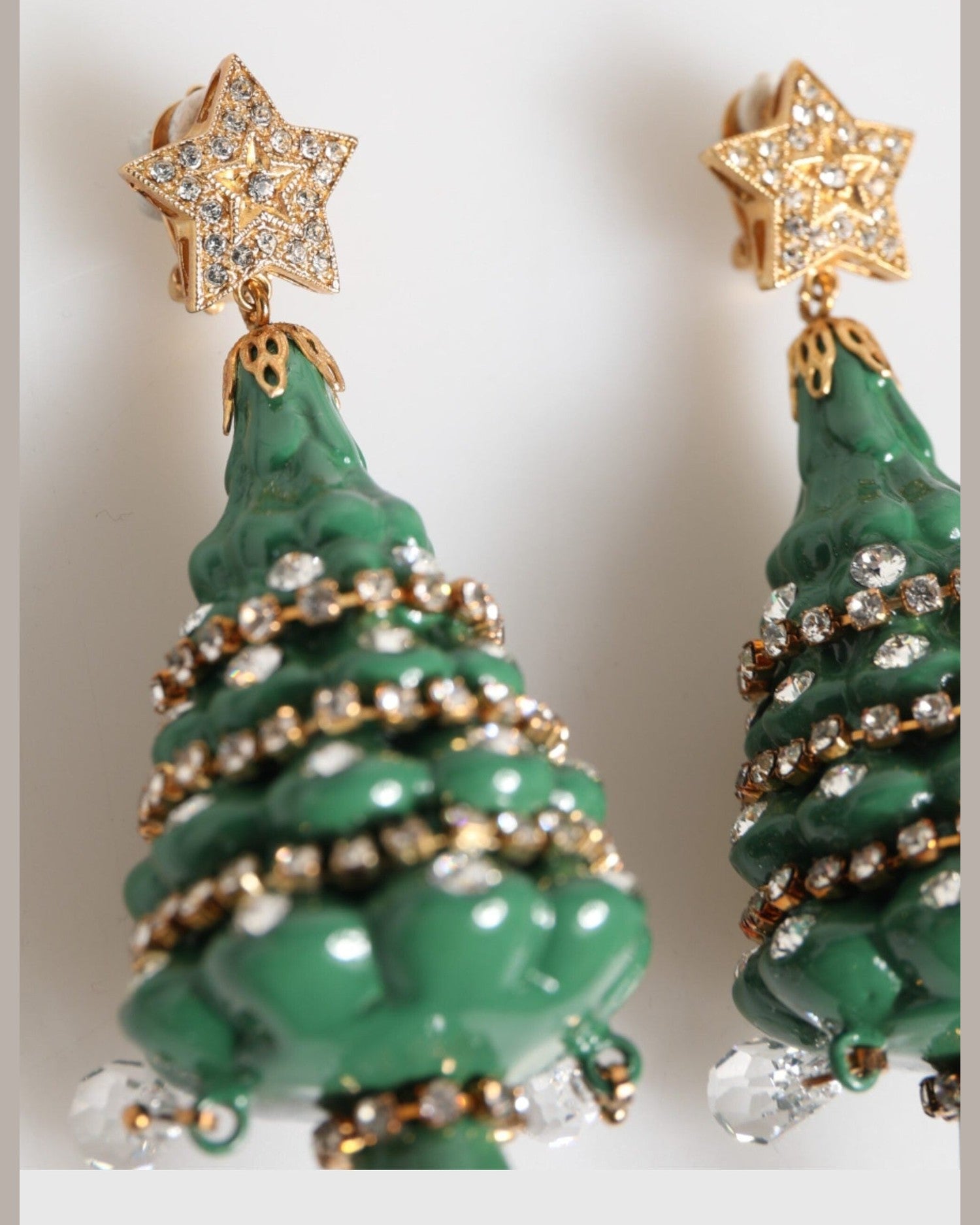 Dolce & Gabbana Gold Brass Multicolour Christmas Tree Earrings Glam Steals