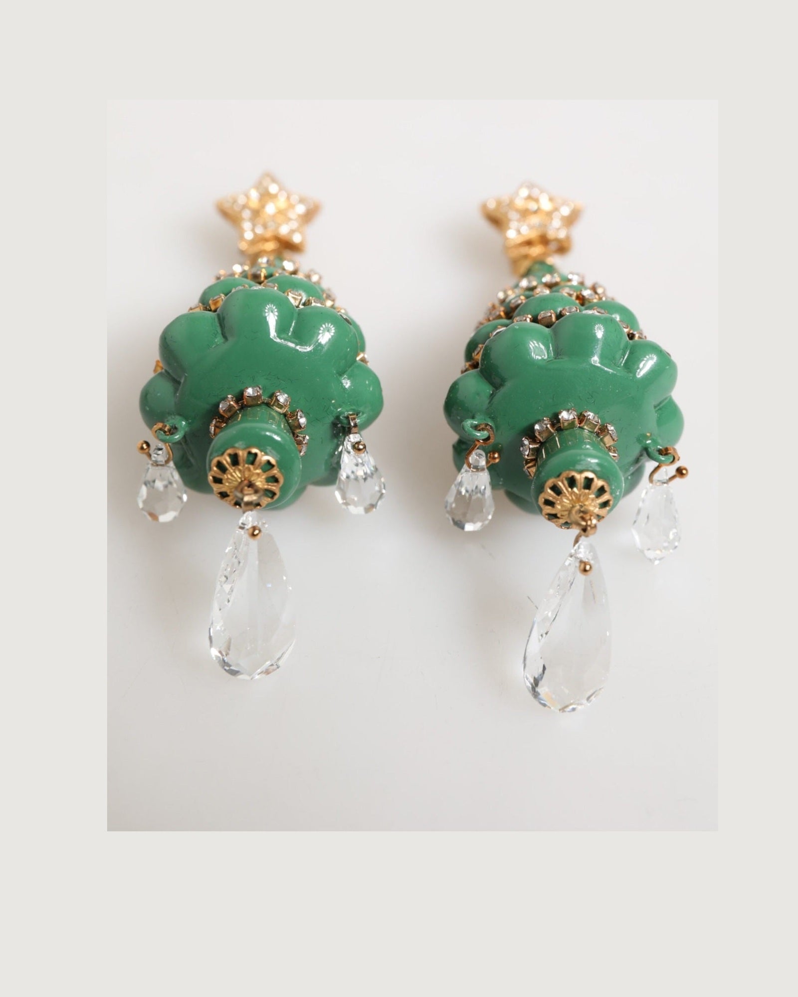 Dolce & Gabbana Gold Brass Multicolour Christmas Tree Earrings Glam Steals