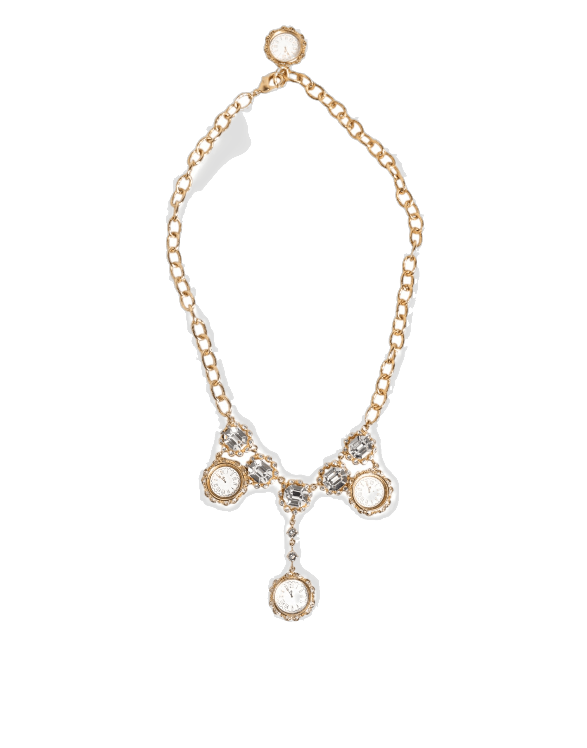 Dolce & Gabbana Gold Crystal Clock Pendant Statement Jewelry Necklace Glam Steals