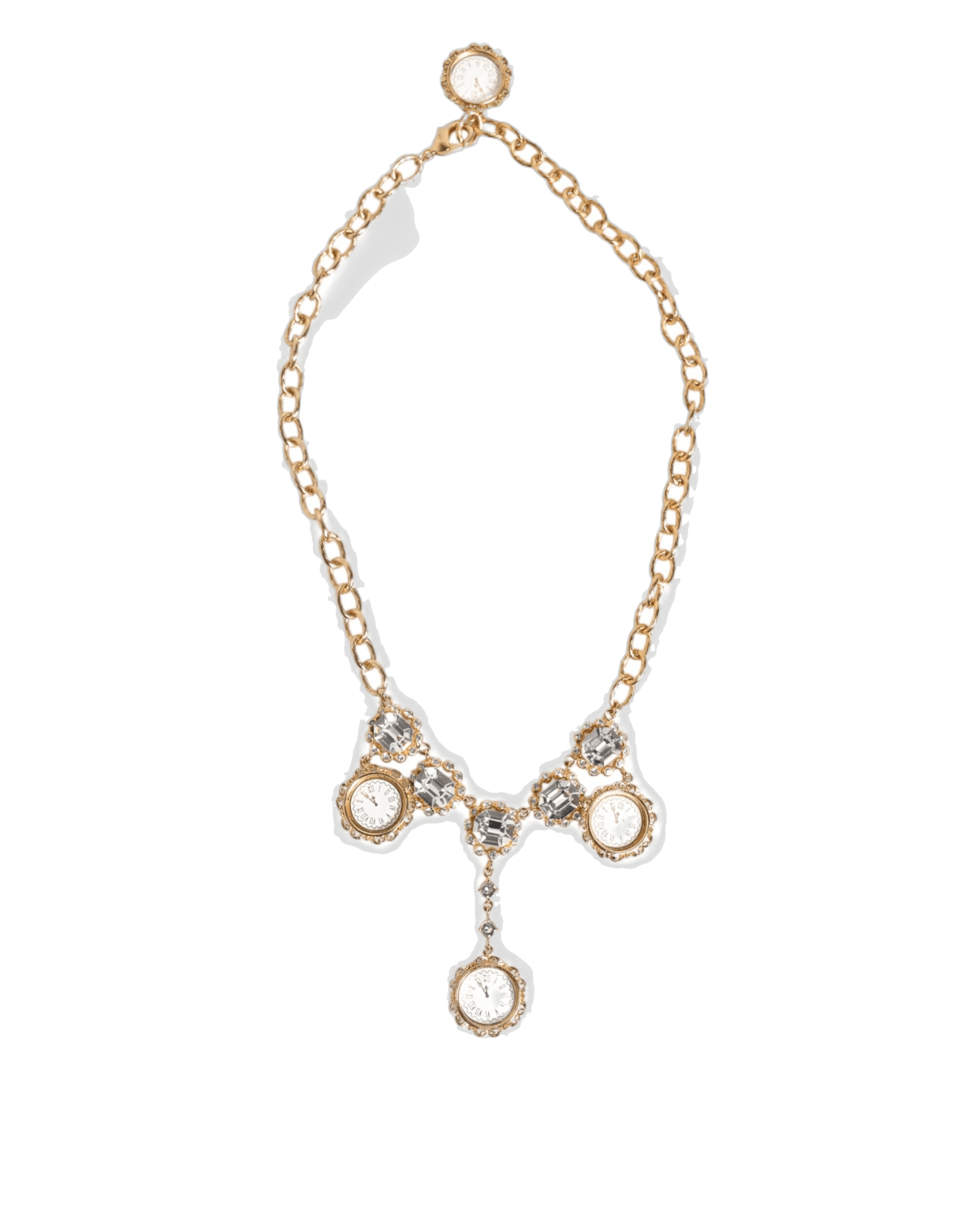 Dolce & Gold Gabbana Crystal Clock Pendant Statement Jewelry Necklace Glam Steals
