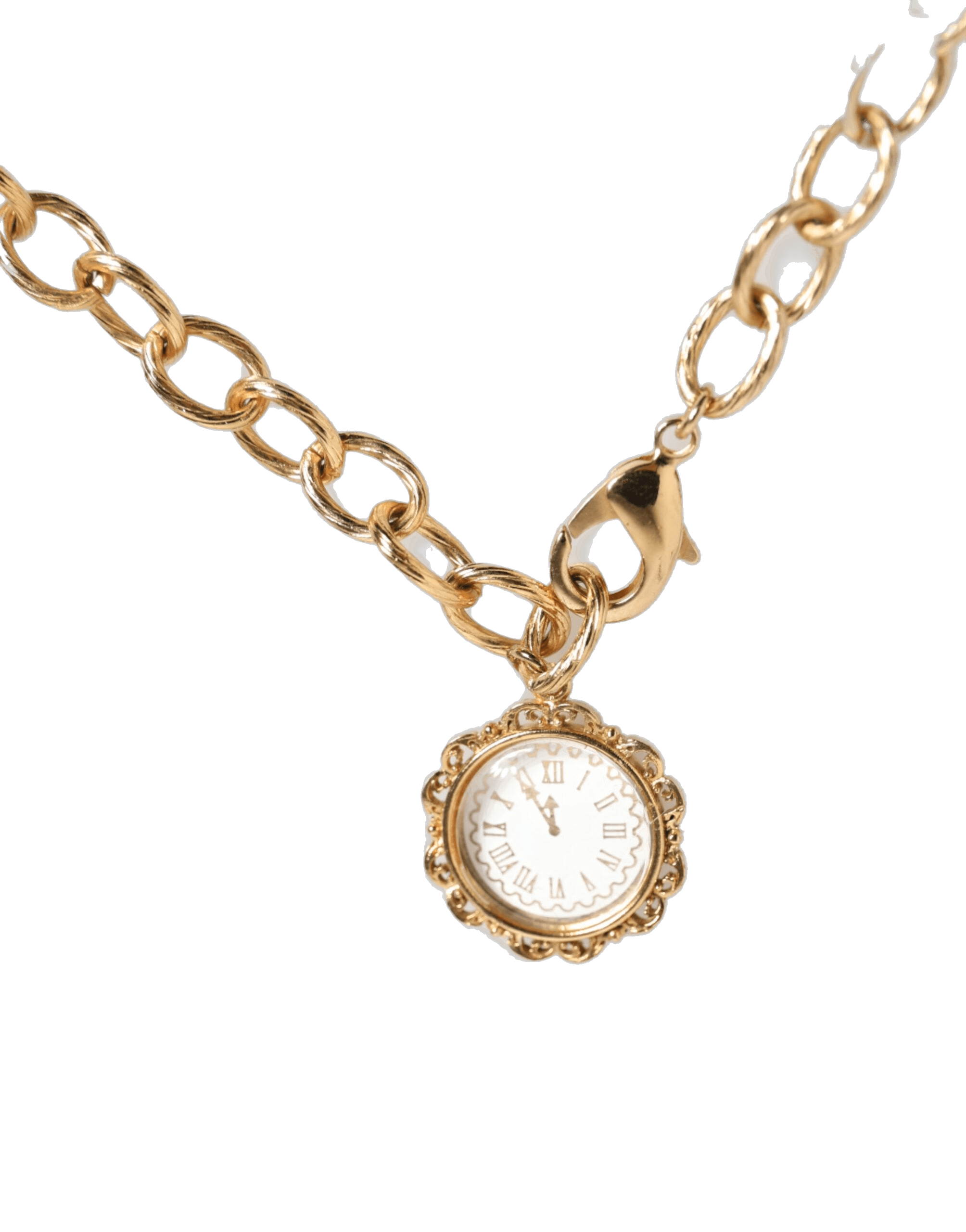 Dolce & Gabbana Gold Crystal Clock Pendant Statement Jewelry Necklace Glam Steals